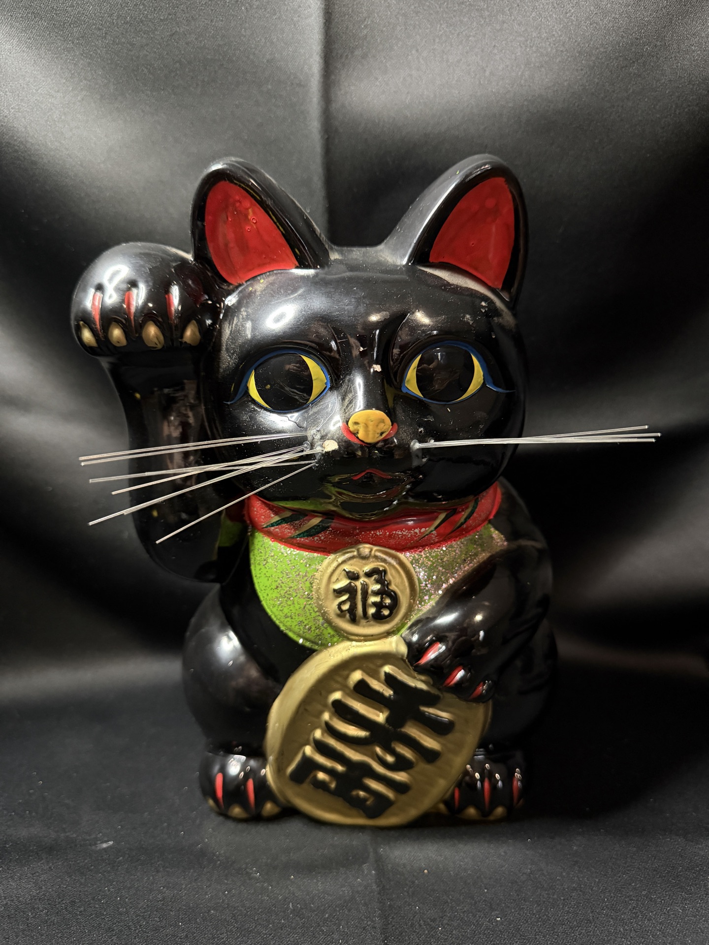 traditional Japanese Tokoname Ware Black Maneki-Neko (lucky cat) figurine/bank - image 1 of 7
