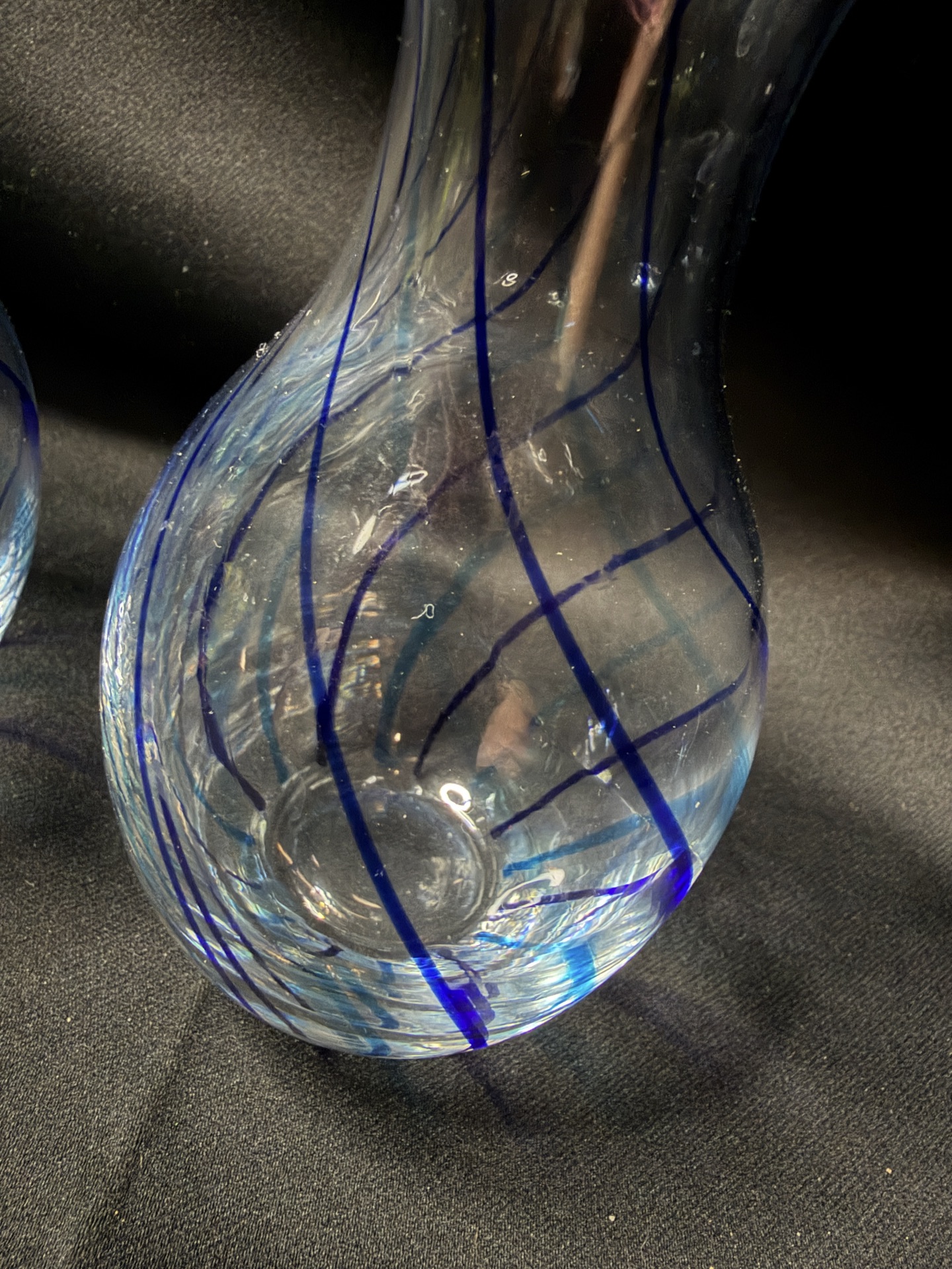 2- hand-blown art glass sake bottles or small vases - image 2 of 4