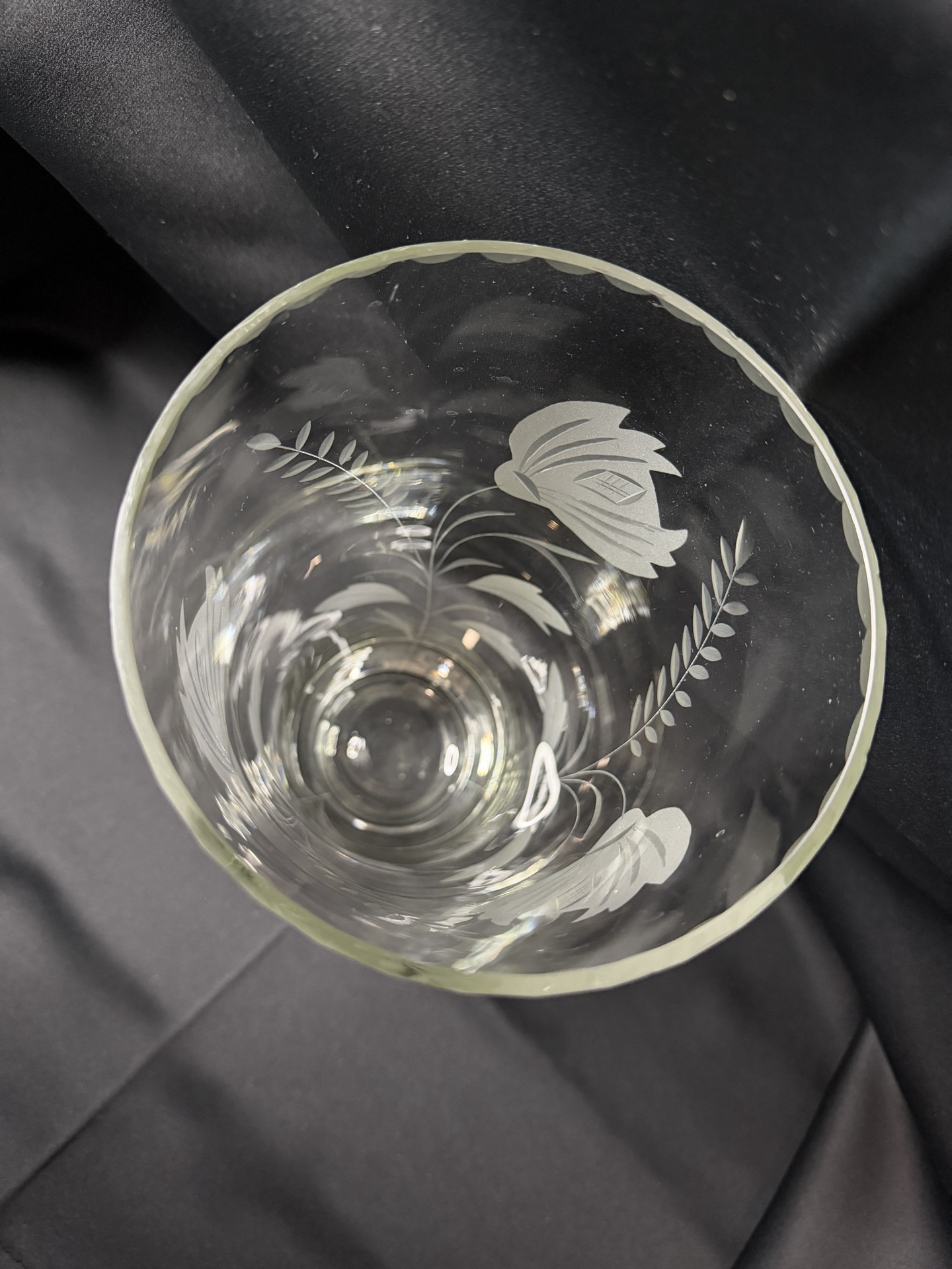 vintage etched glass vase - image 4 of 5