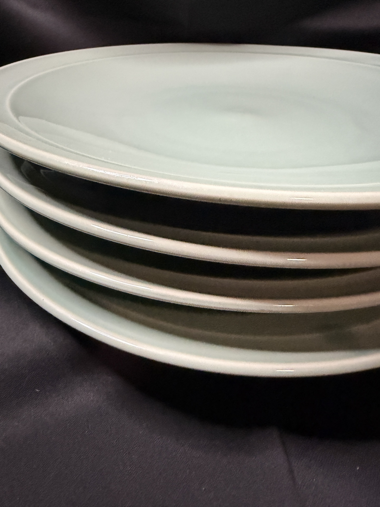 Set of 4 - Vintage celadon glazed plates - image 2 of 6
