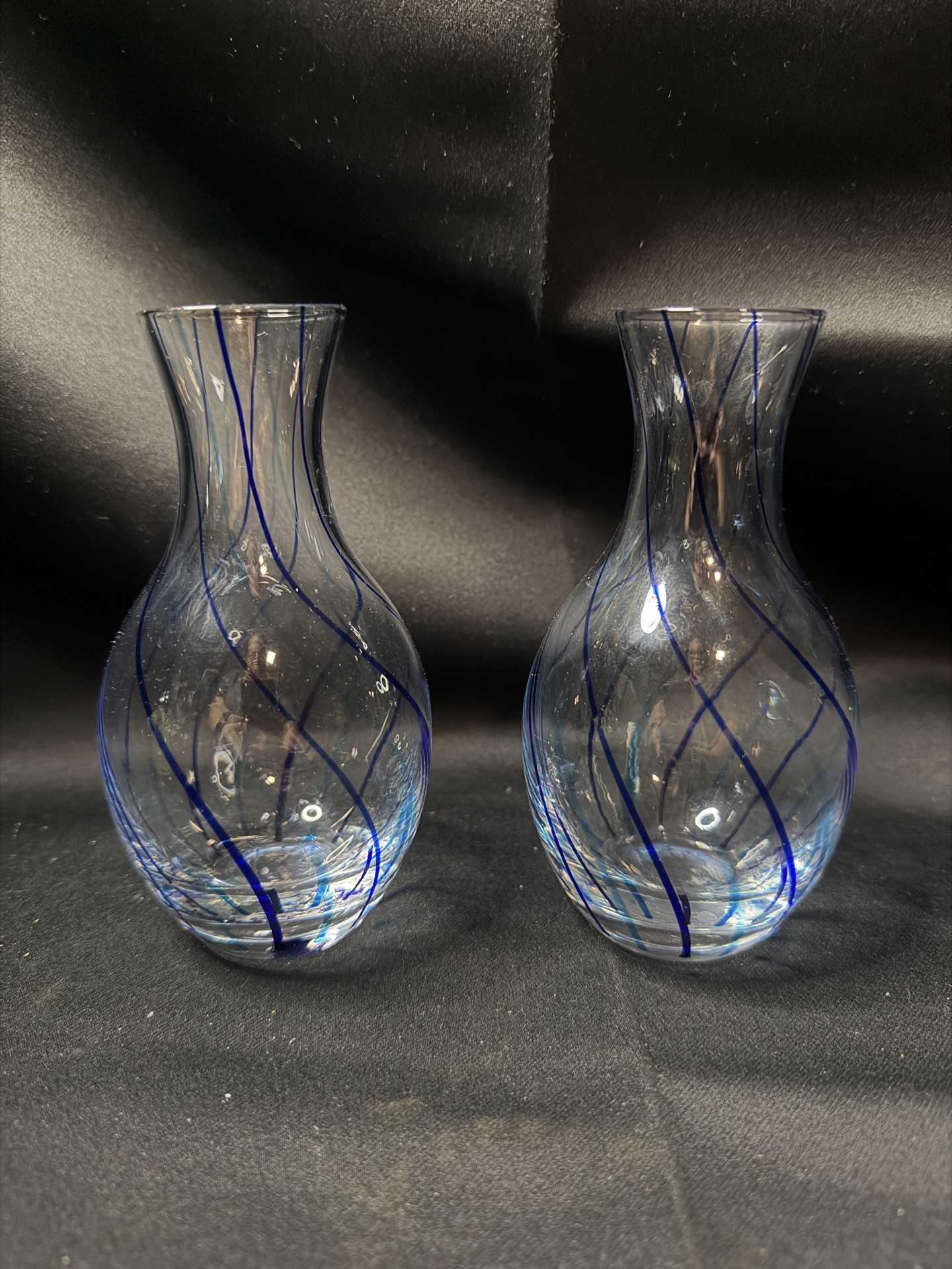 2- hand-blown art glass sake bottles or small vases - image 1 of 4