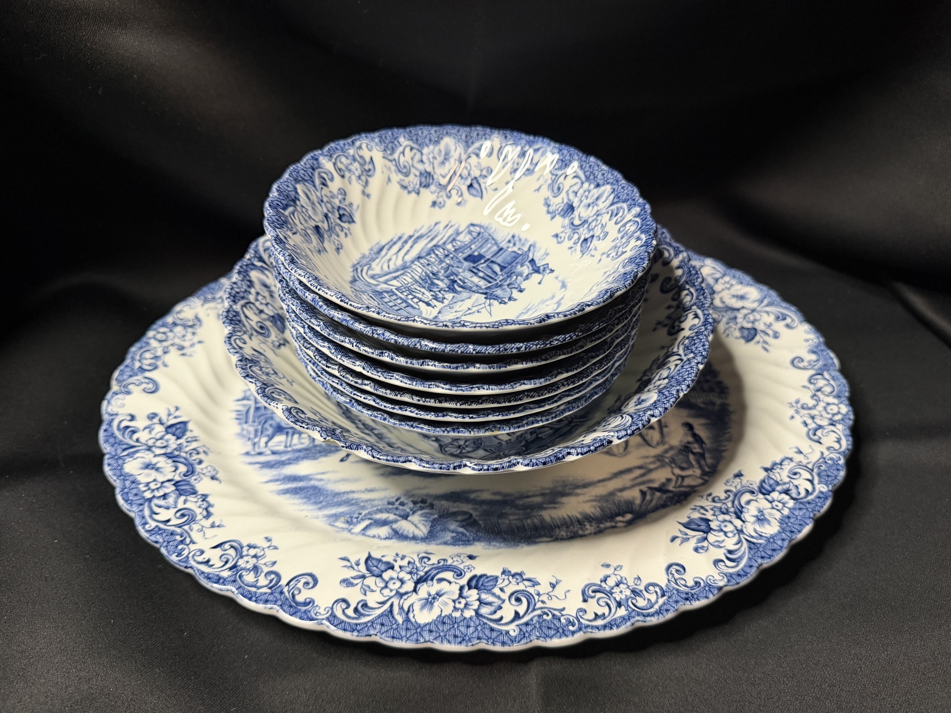 Vintage collectible set of 9 pieces from the "Coaching Scenes" series by Johnson Brothers - image 5 of 10