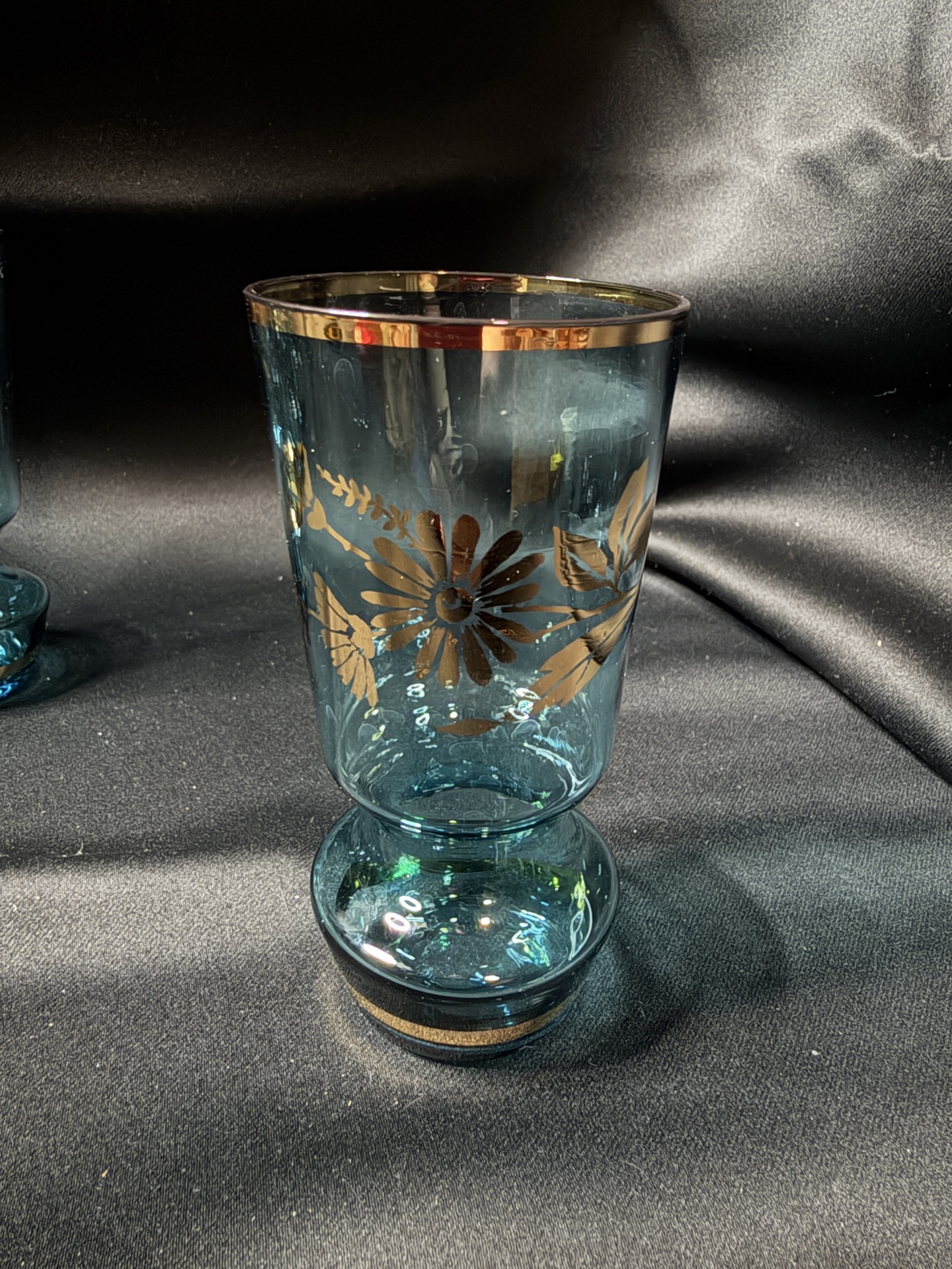 Set of 5 vintage blue glass cordials - image 3 of 4