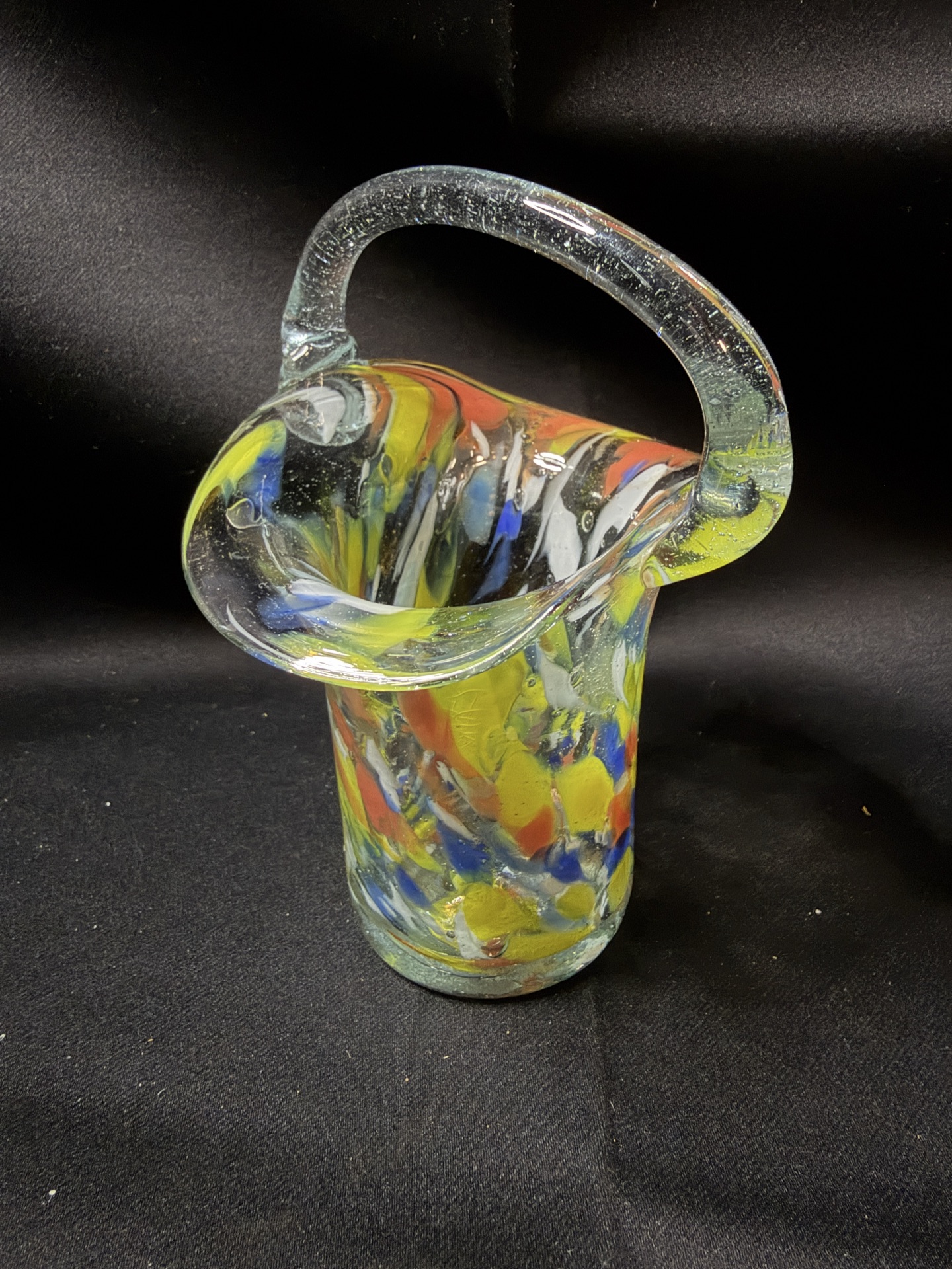 vintage 1950s hand-blown art glass posy basket - image 1 of 5