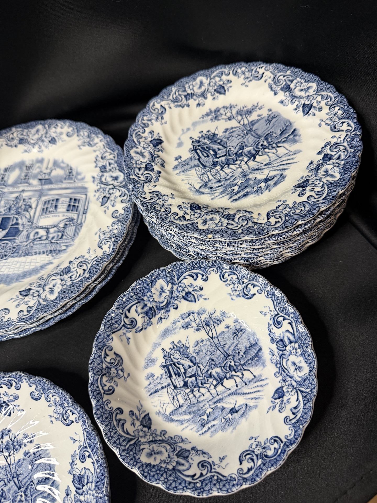 Vintage 18 pc dinner set from the "Coaching Scenes" series by Johnson Brothers - image 3 of 11