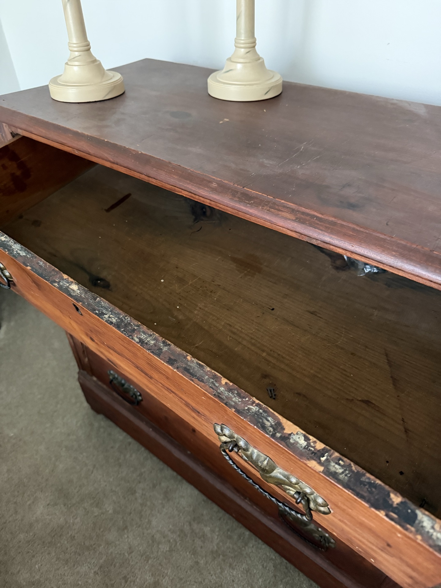 Small wooden bureau dresser with floral painted front - image 2 of 3