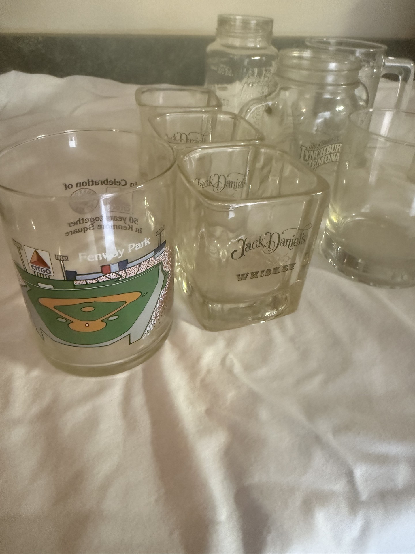 Assorted etched glass drinkingware - image 1 of 9