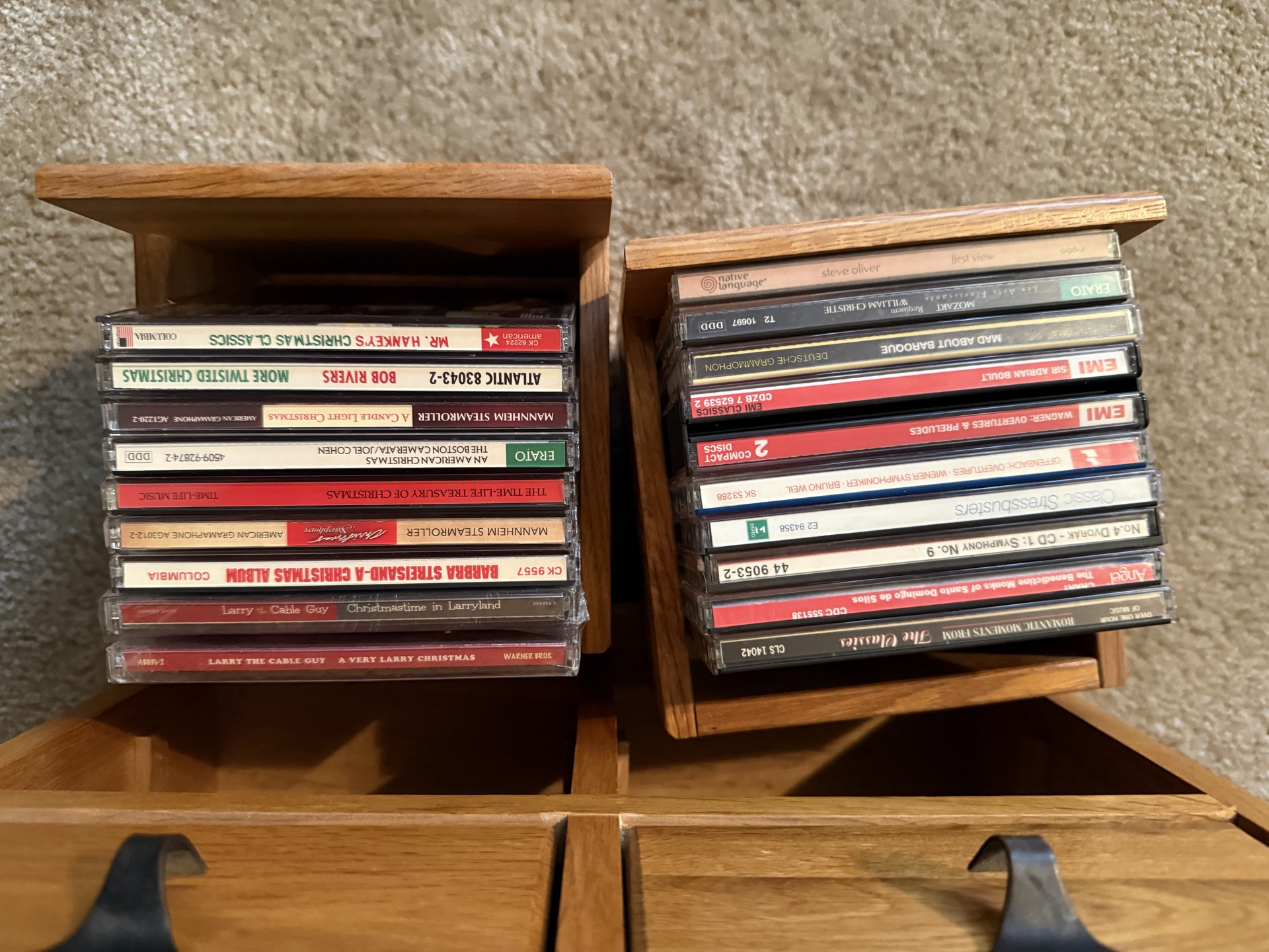 Oak-finished tall cabinet with multiple small drawers - image 9 of 12