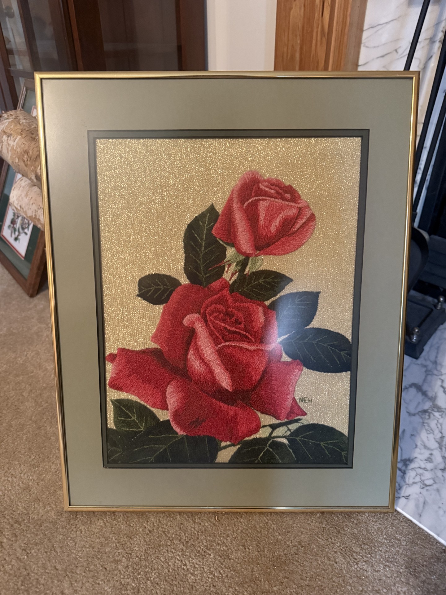 Framed Red Rose Artwork - image 1 of 12