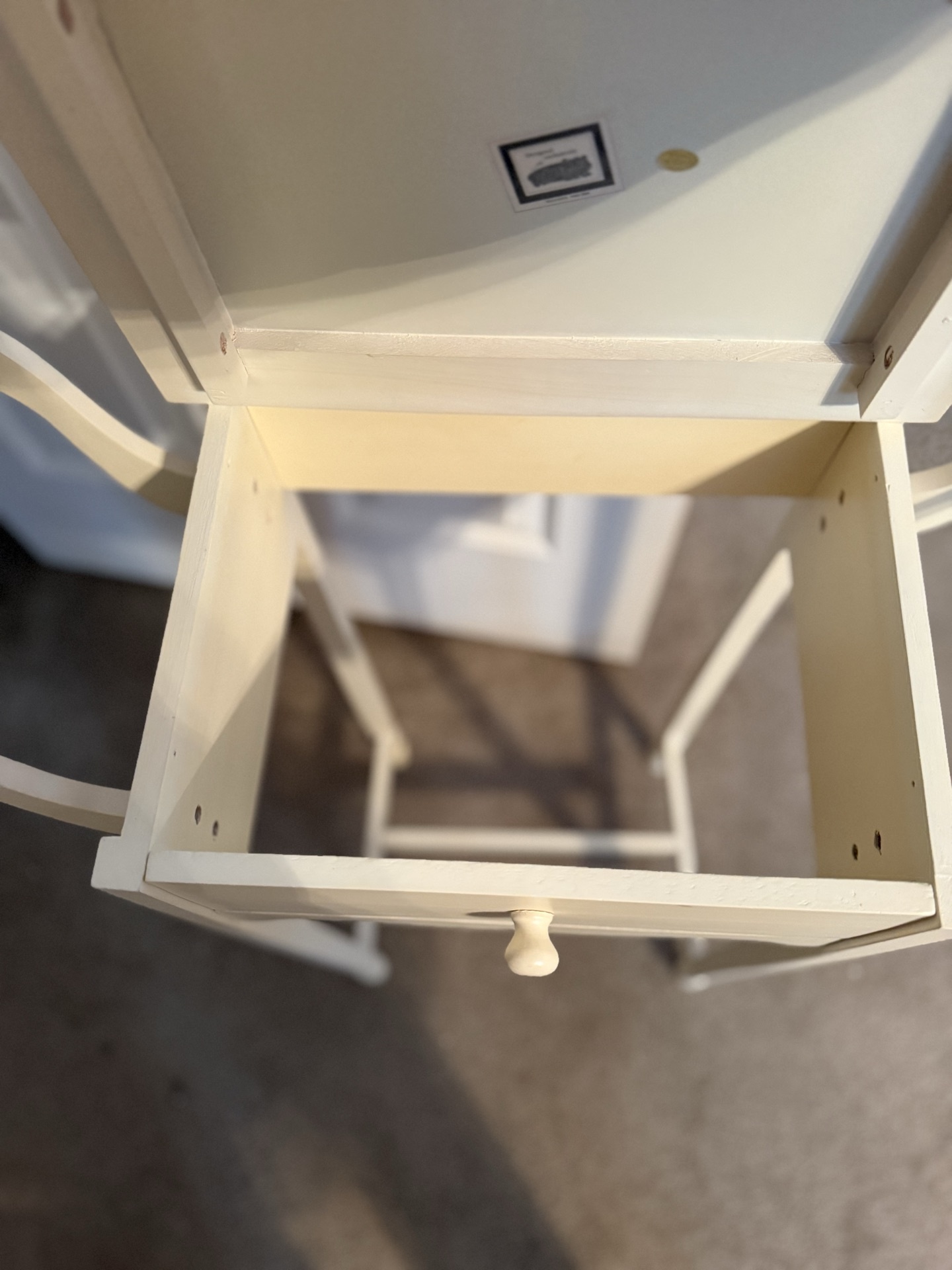 White wooden nightstand with single drawer - image 6 of 12