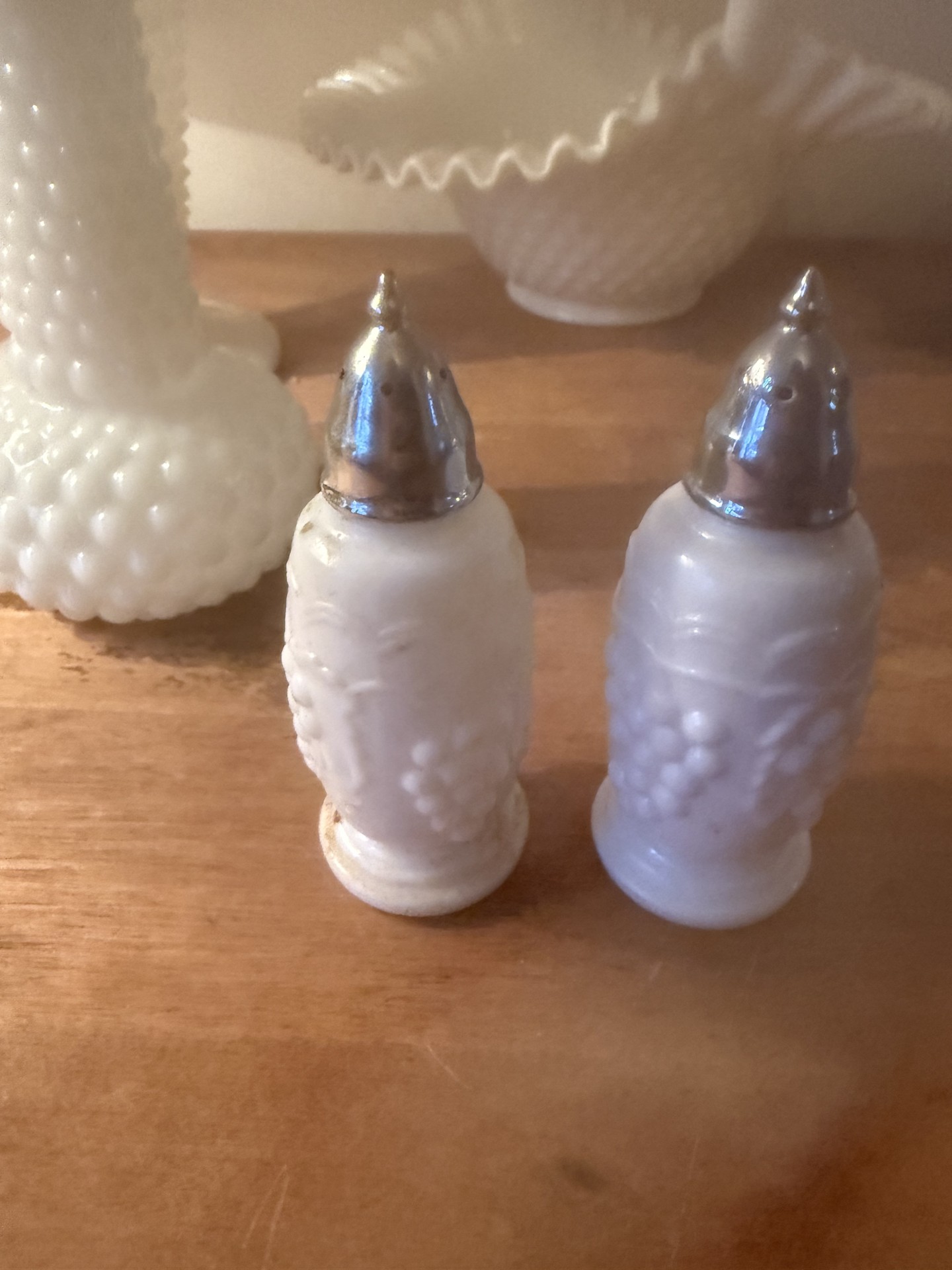 Milk glass hobnail decor set (vases and salt shakers) - image 3 of 11