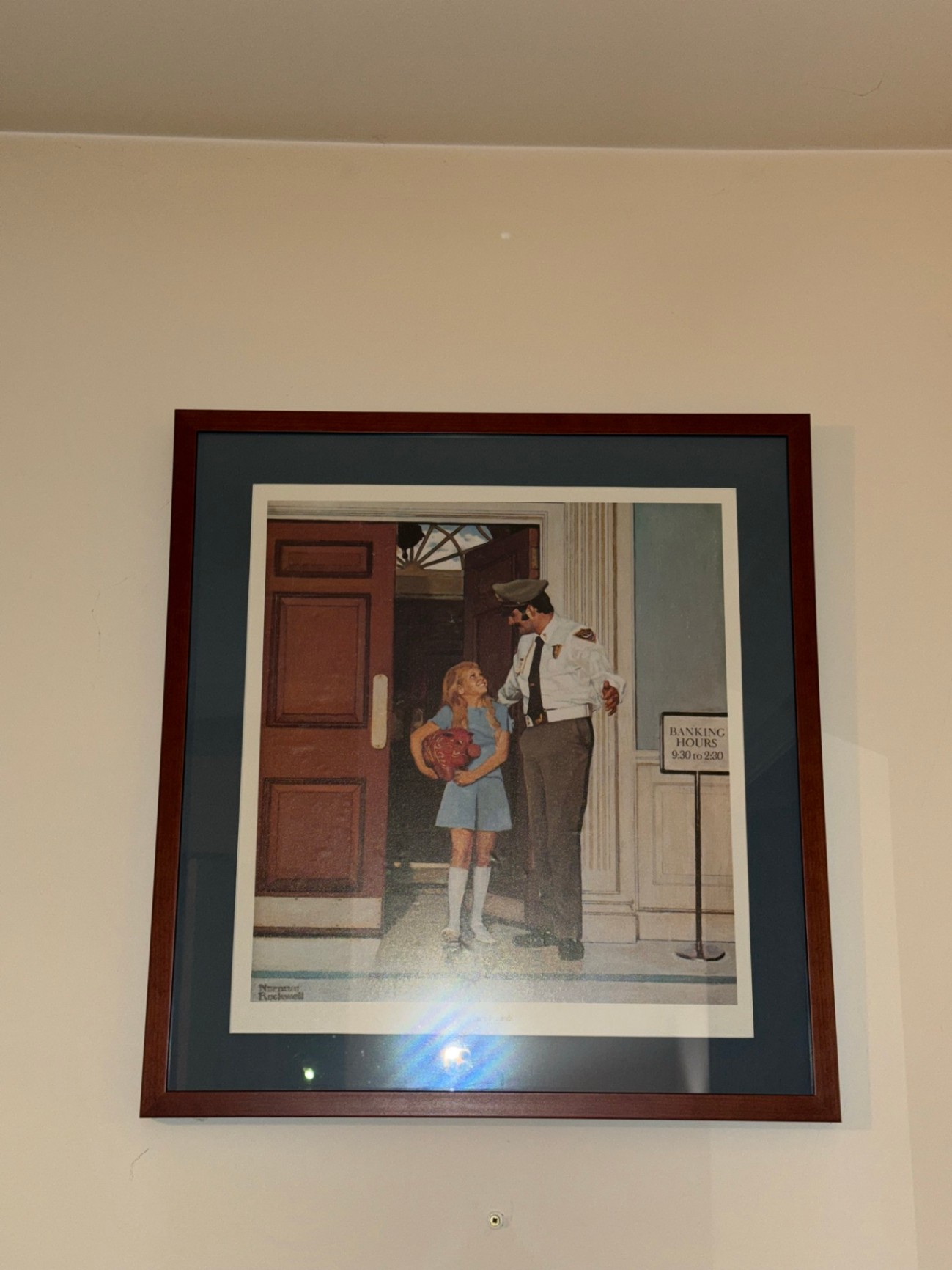 Framed Norman Rockwell Print 'In Safe Hands' with Auction Lot Card - image 2 of 8