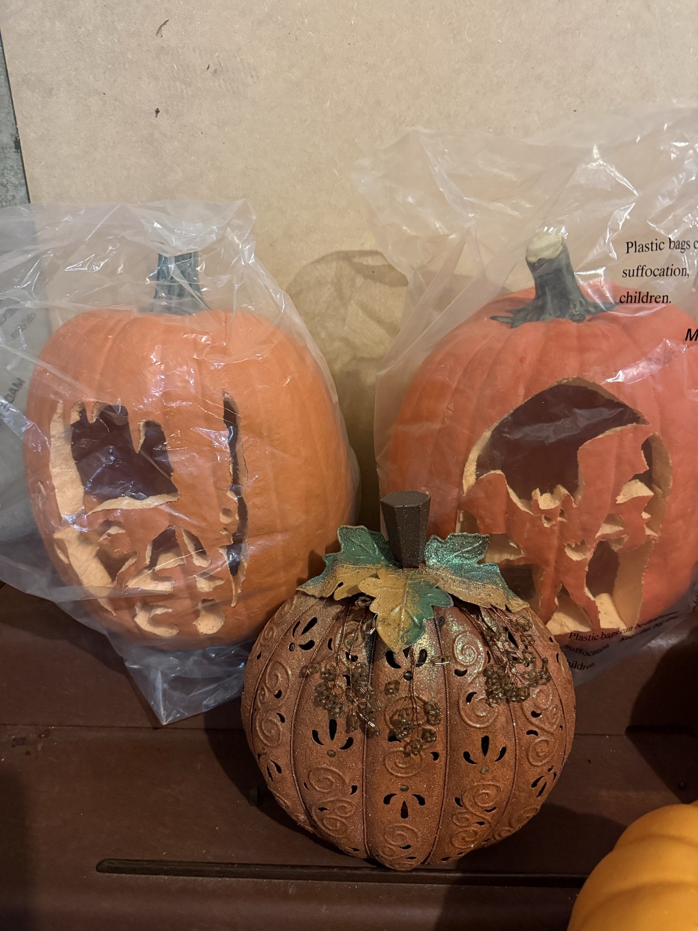 Assorted Halloween pumpkins and decorative pumpkin lanterns - image 2 of 5