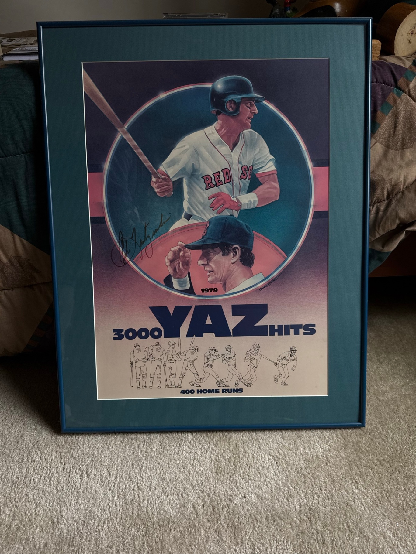 Framed Red Sox baseball poster with autographs - image 1 of 4
