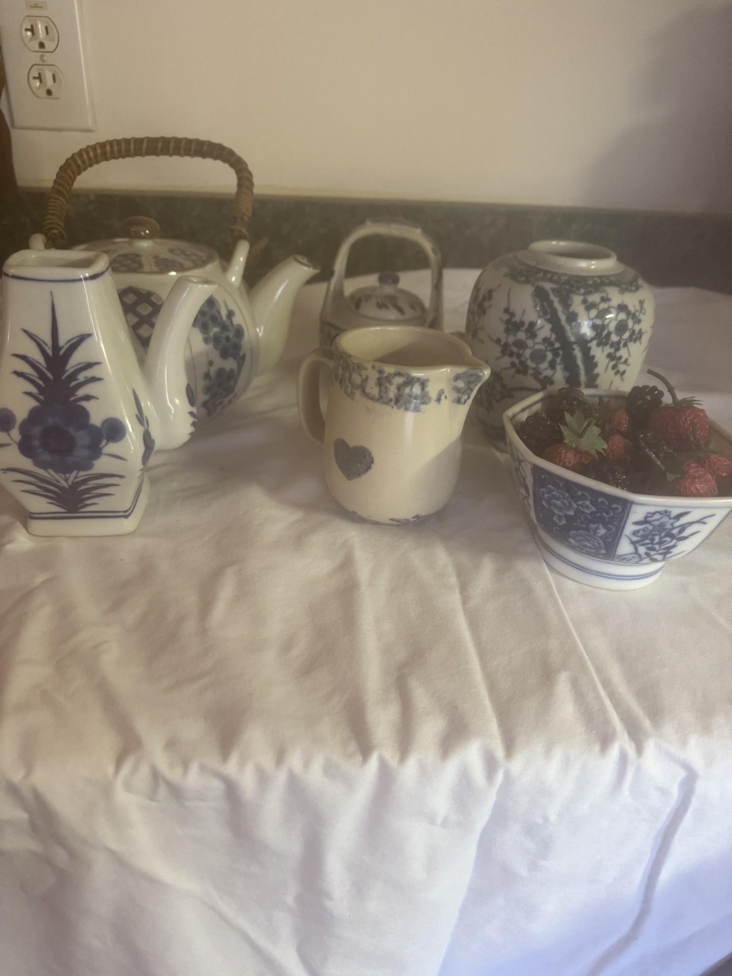 Folk Craft Sponge Nantucket & Otagiri Blue and White Porcelain Tea Set with Accessories - image 1 of 10