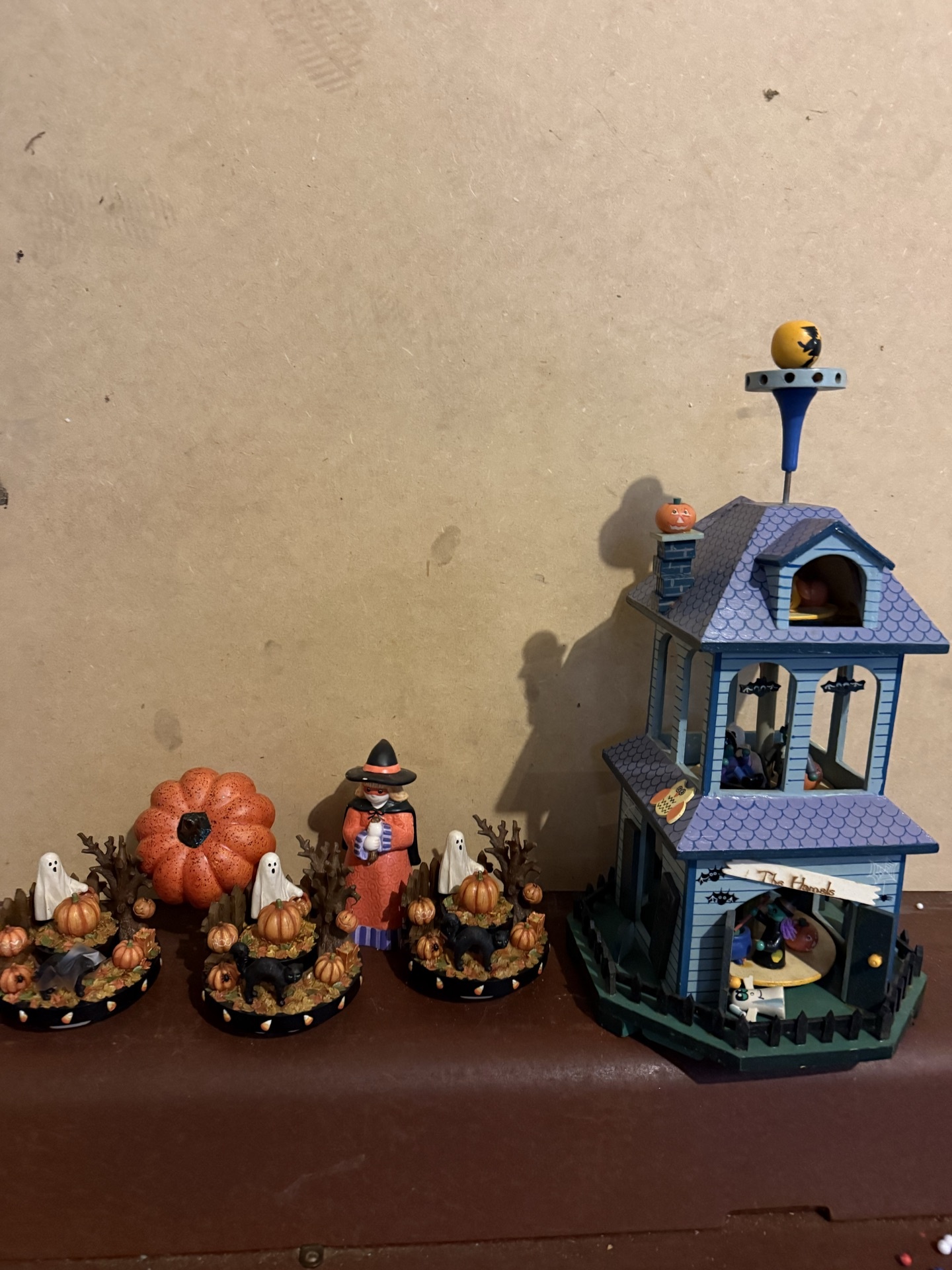 Blue Halloween Haunted House with Pumpkins and Ghosts - image 1 of 6