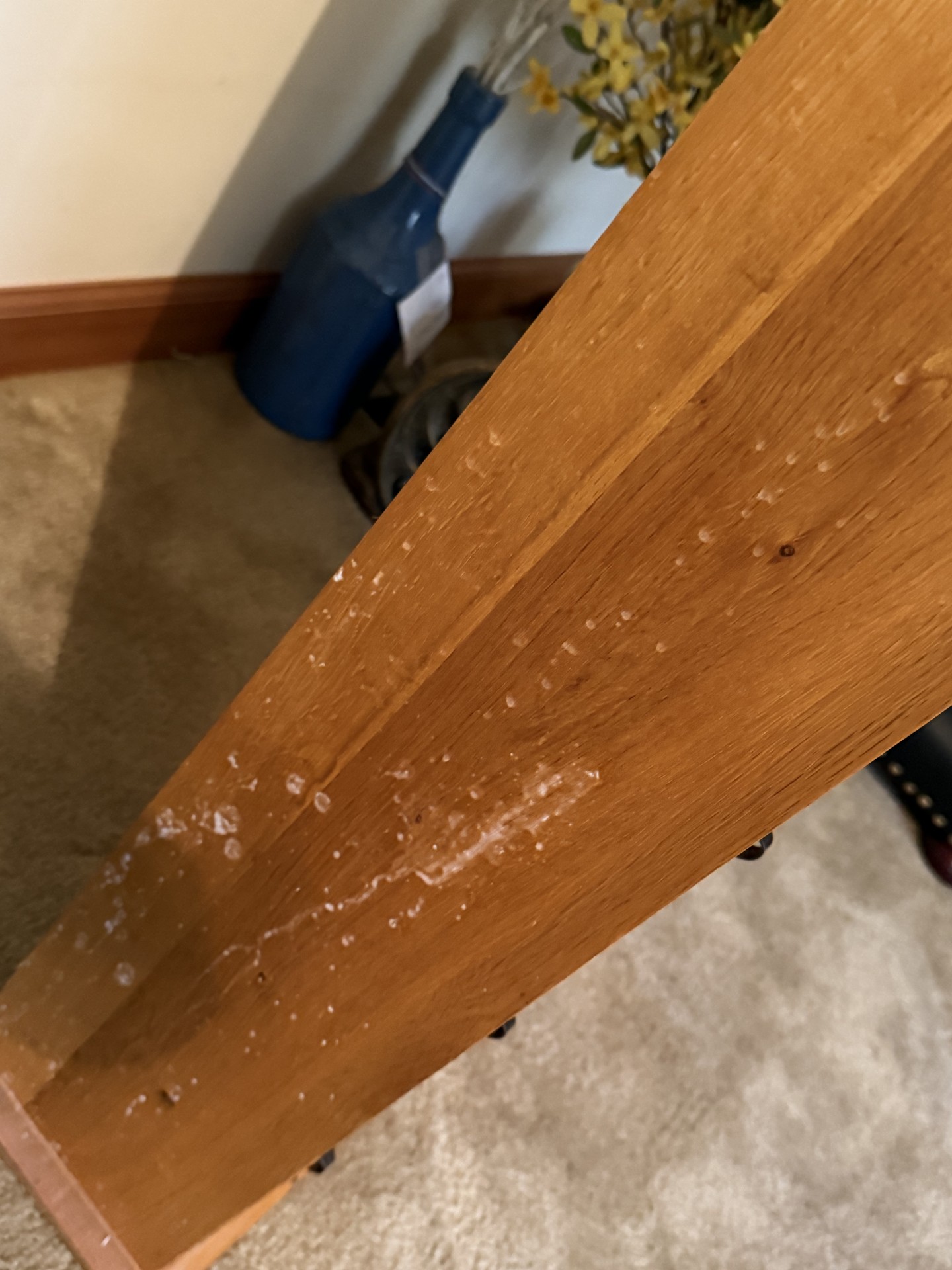 Oak-finished tall cabinet with multiple small drawers - image 3 of 12