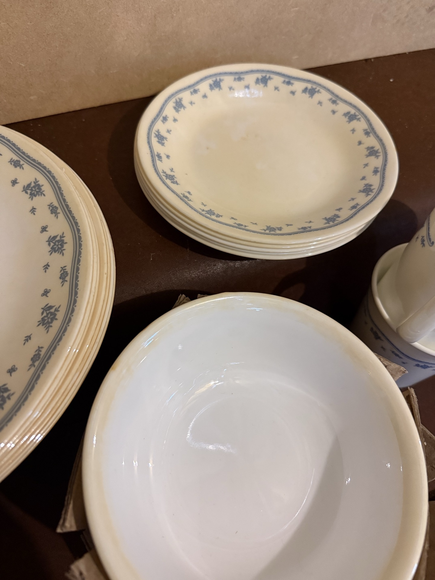 Corelle Blue floral border dinnerware set with mugs and bowls - image 3 of 5
