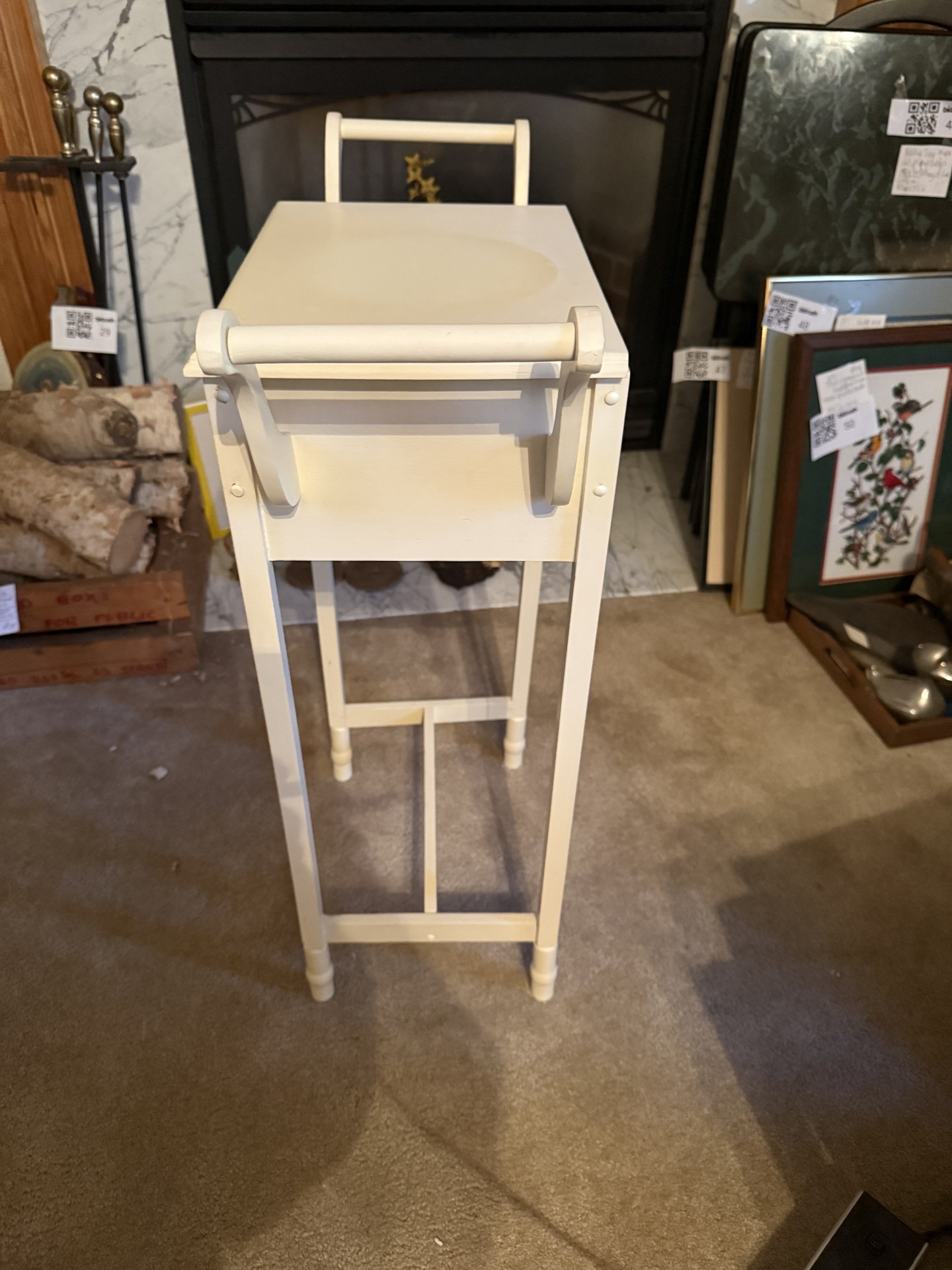 White wooden nightstand with single drawer - image 9 of 12