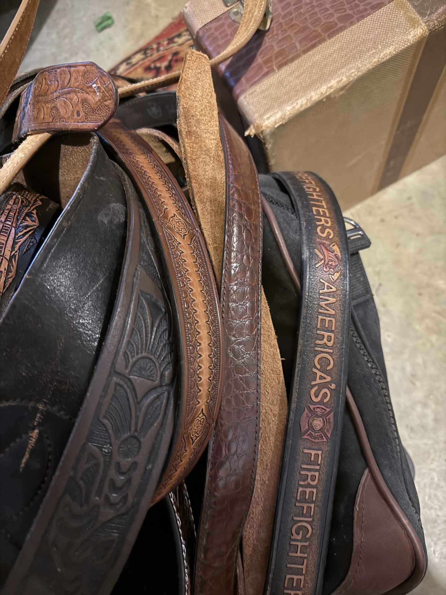 Assorted leather belts with Western tooling - image 2 of 5