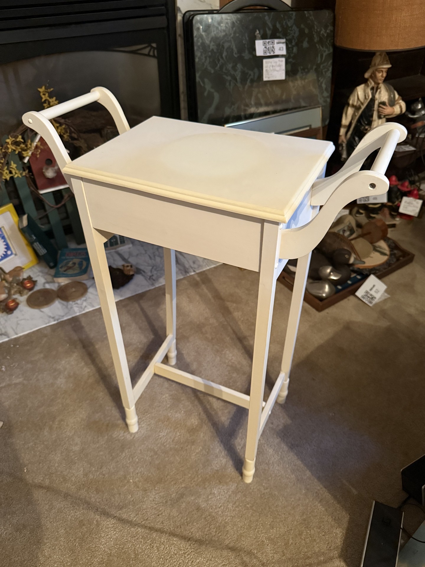White wooden nightstand with single drawer - image 11 of 12