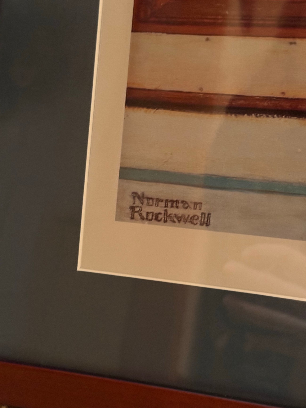 Framed Norman Rockwell Print 'In Safe Hands' with Auction Lot Card - image 6 of 8