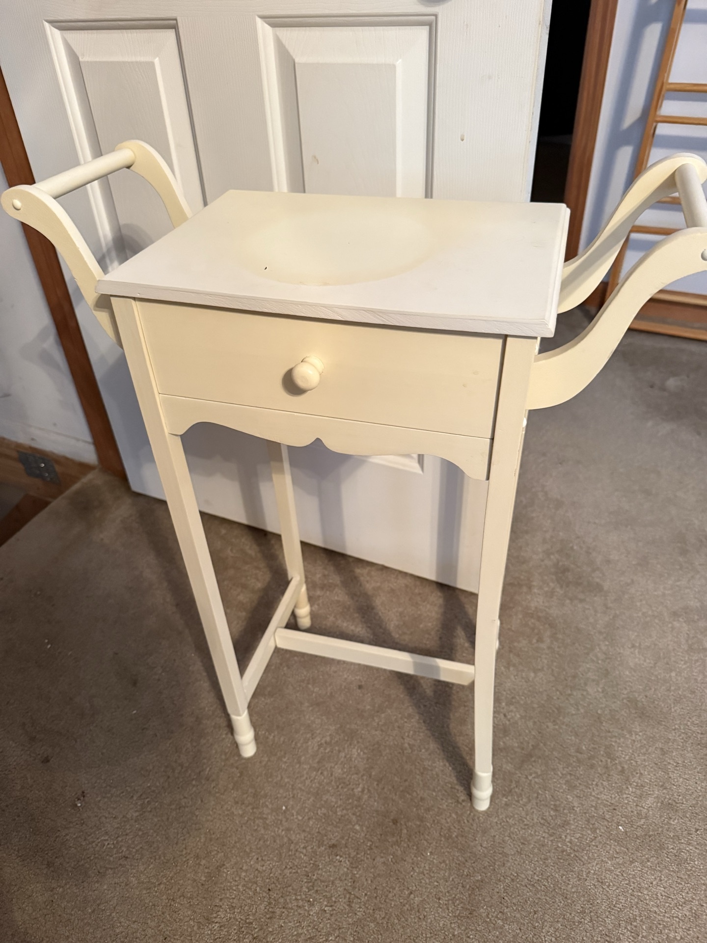 White wooden nightstand with single drawer - image 2 of 12