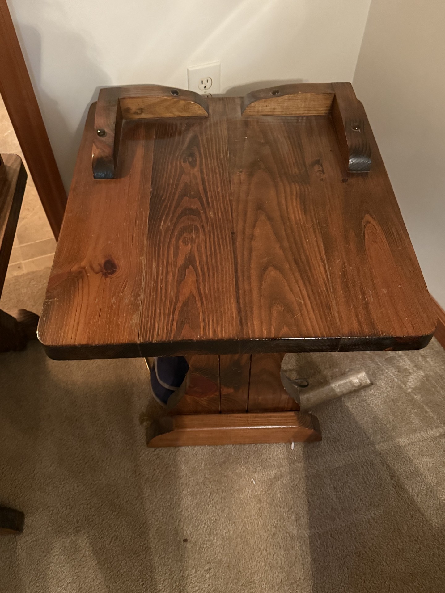 Pair of rustic wooden end tables - image 4 of 8