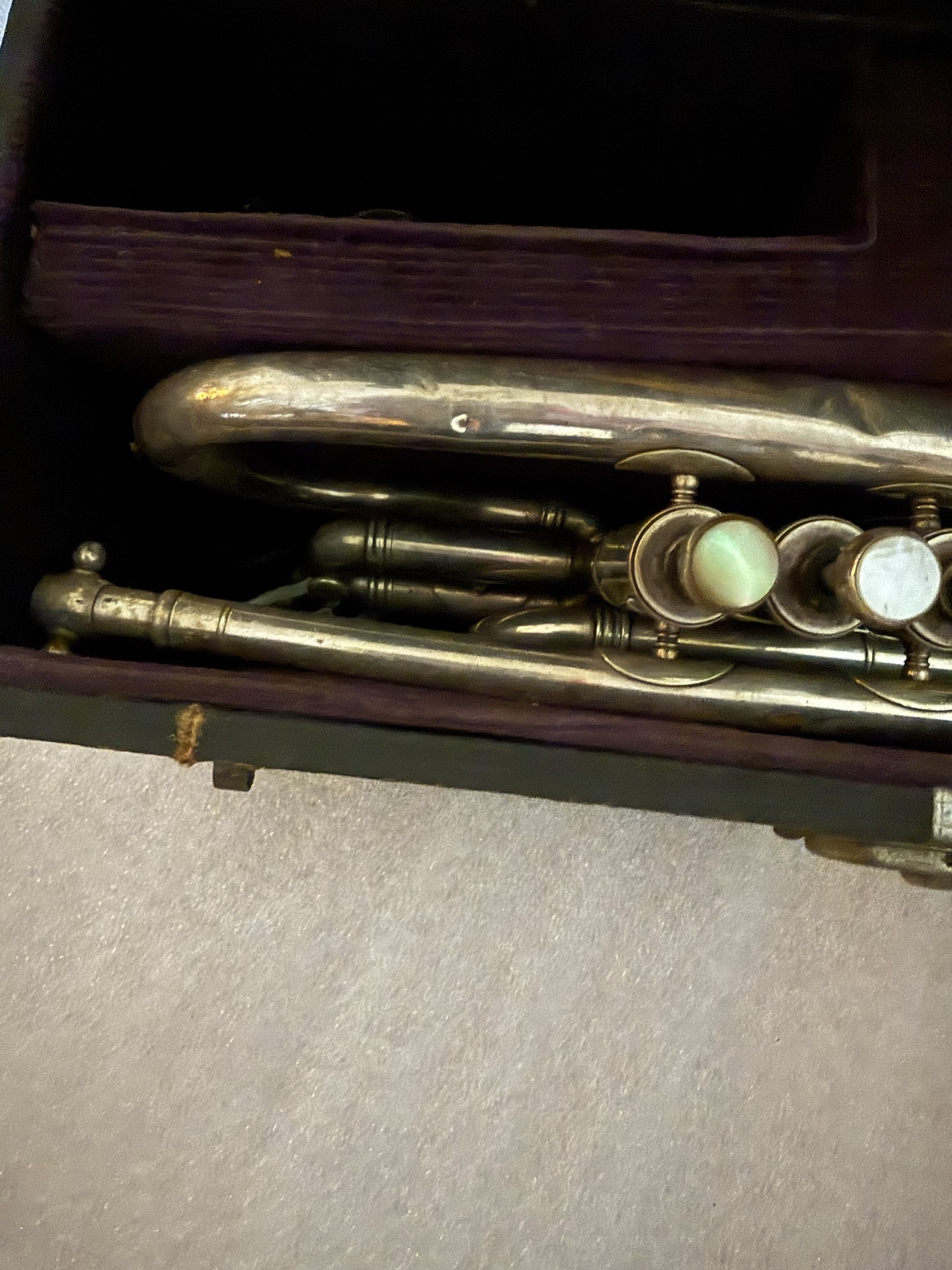 Boston Cornets Antique silver-plated cornet with engraved bell in a hard case - image 3 of 7