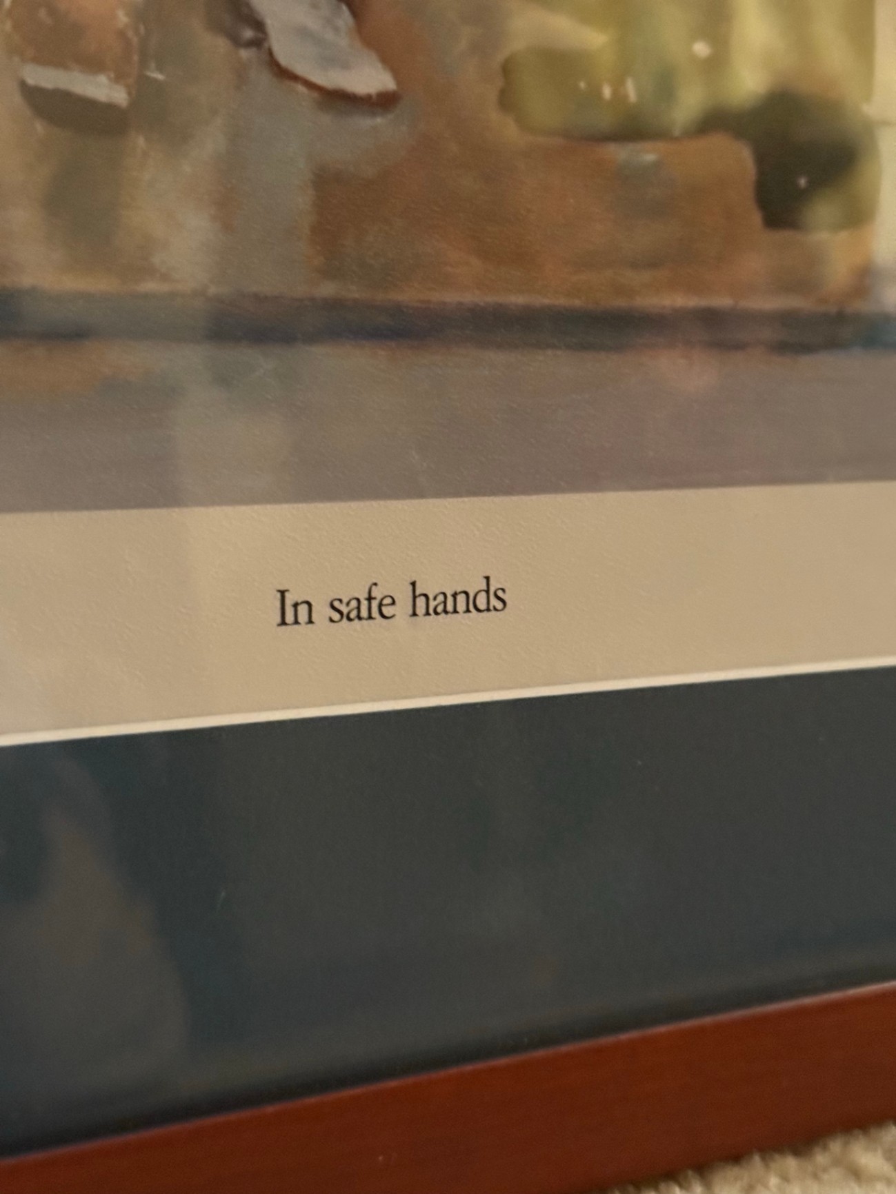 Framed Norman Rockwell Print 'In Safe Hands' with Auction Lot Card - image 7 of 8