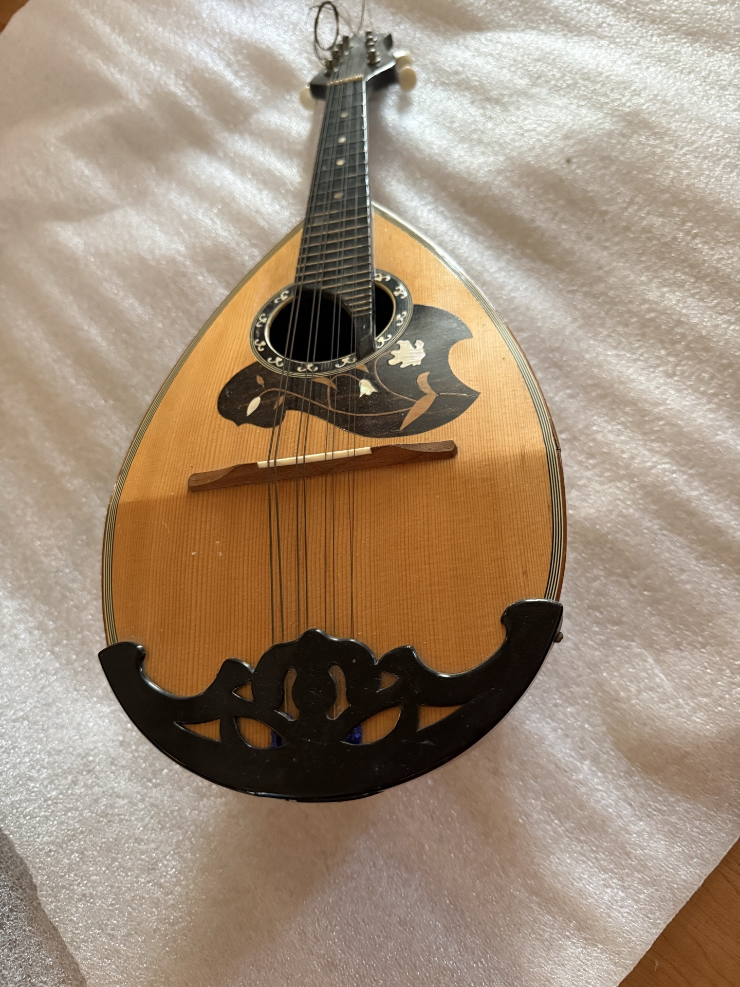 Mandolin with ornate tailpiece and Made in Japan label - image 1 of 7