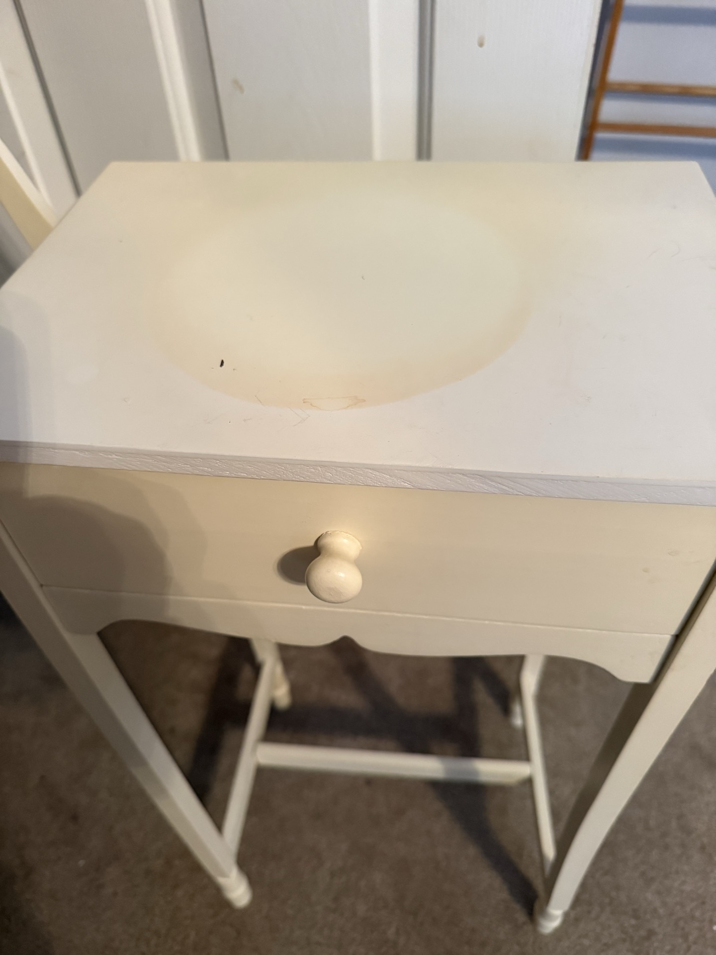 White wooden nightstand with single drawer - image 4 of 12