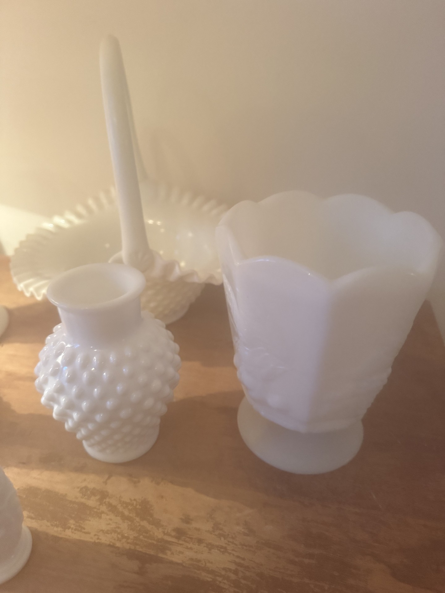 Milk glass hobnail decor set (vases and salt shakers) - image 2 of 11
