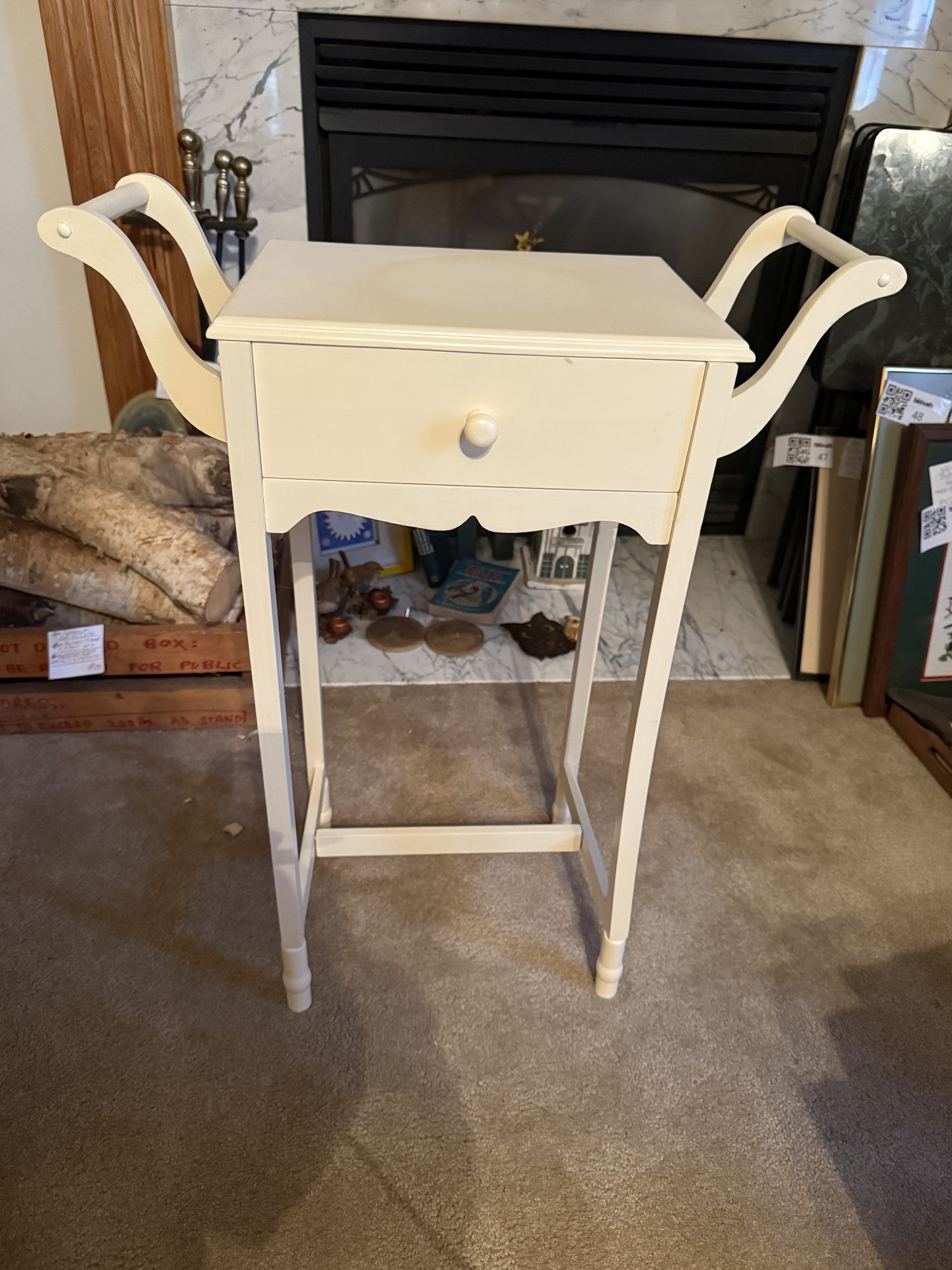 White wooden nightstand with single drawer - image 1 of 12