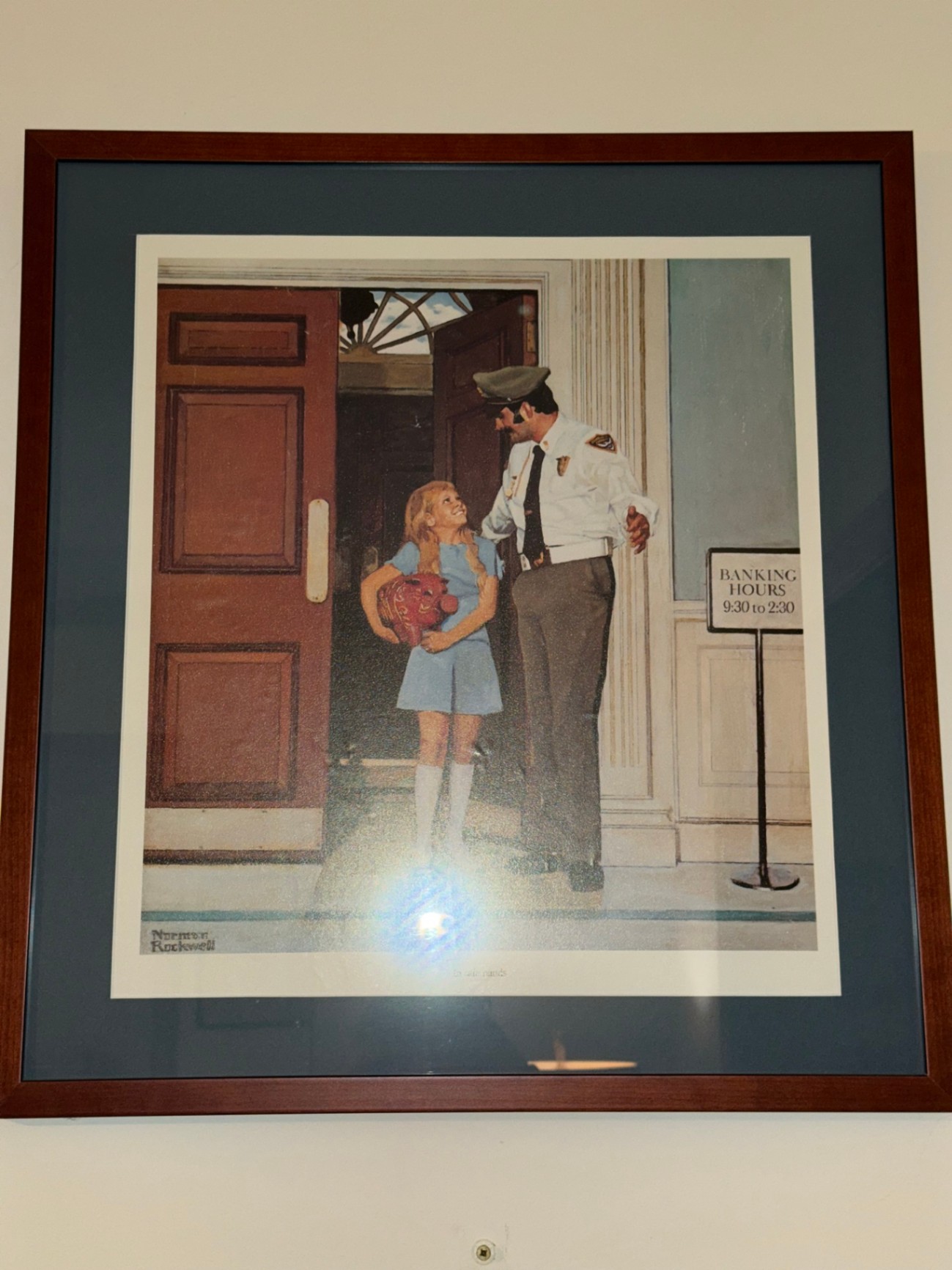 Framed Norman Rockwell Print 'In Safe Hands' with Auction Lot Card - image 1 of 8