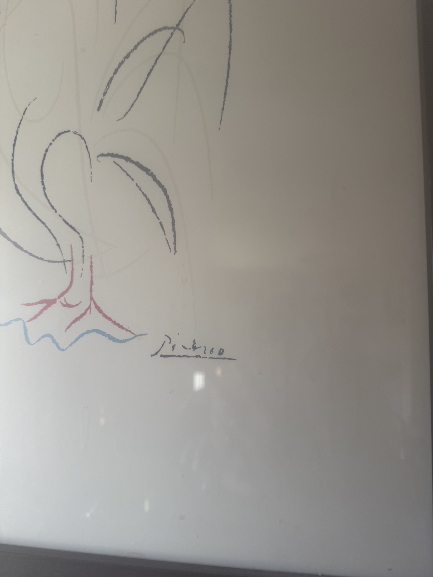 Framed collograph abstract rooster drawing with Picasso label - image 2 of 4