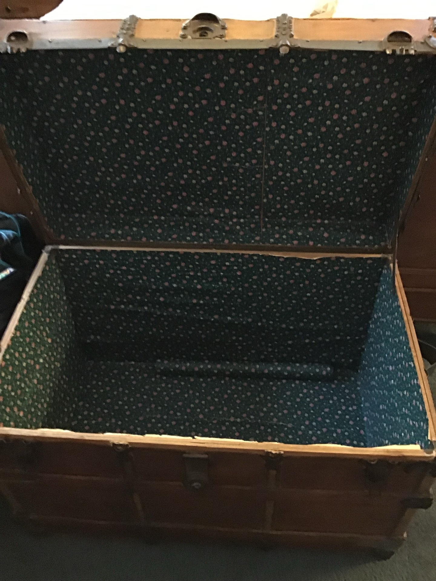 Antique wooden trunk with metal hardware - image 2 of 4