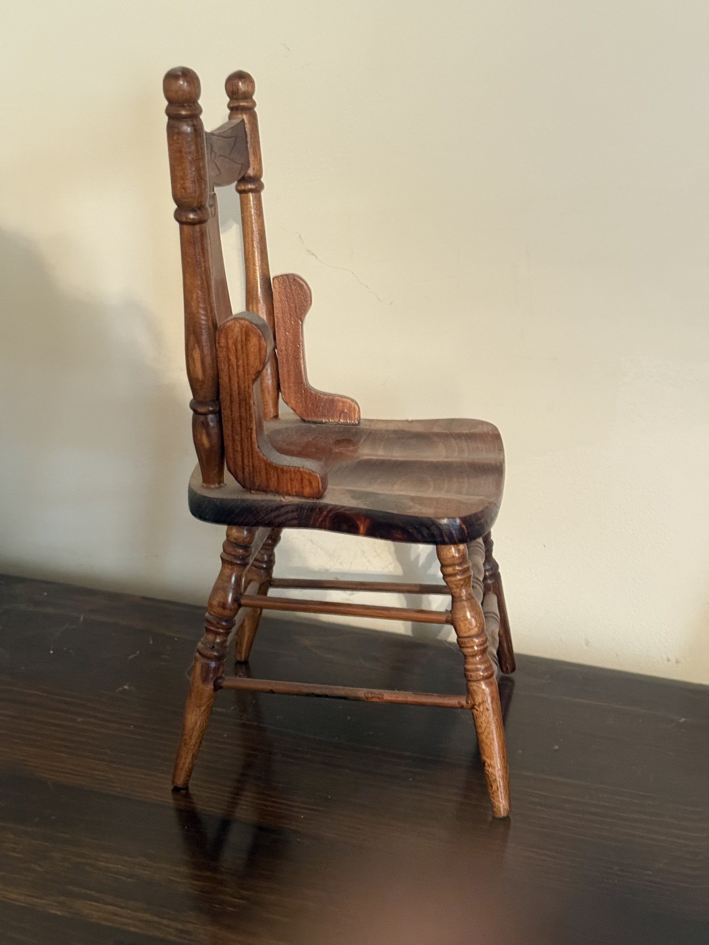 Miniature pressed-back wooden chair - image 1 of 11