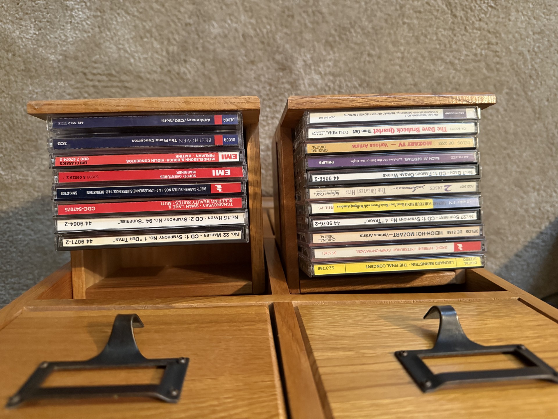 Oak-finished tall cabinet with multiple small drawers - image 8 of 12