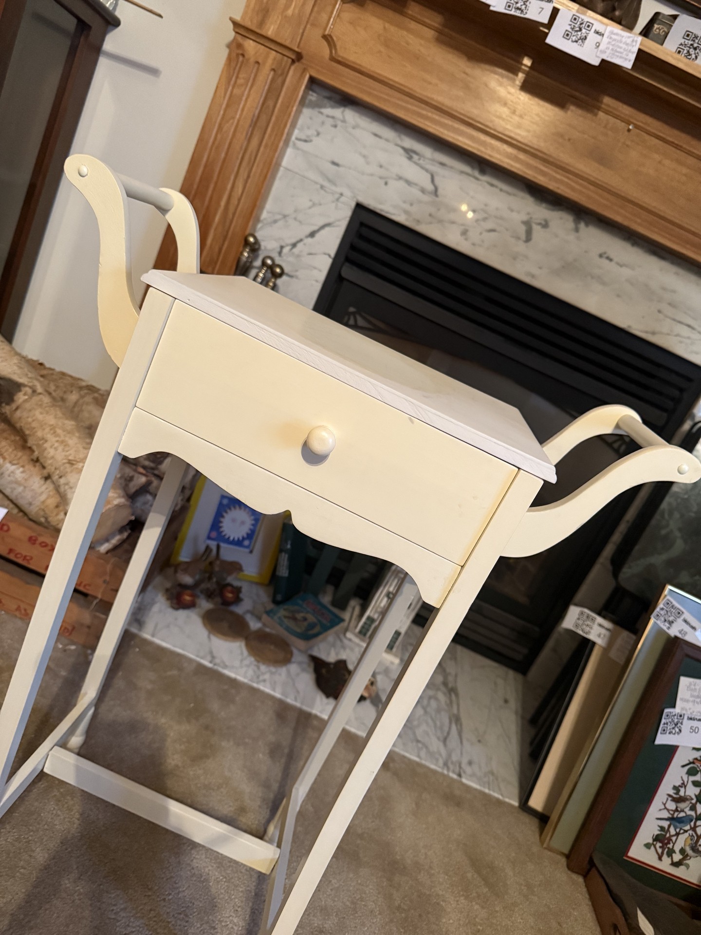 White wooden nightstand with single drawer - image 7 of 12