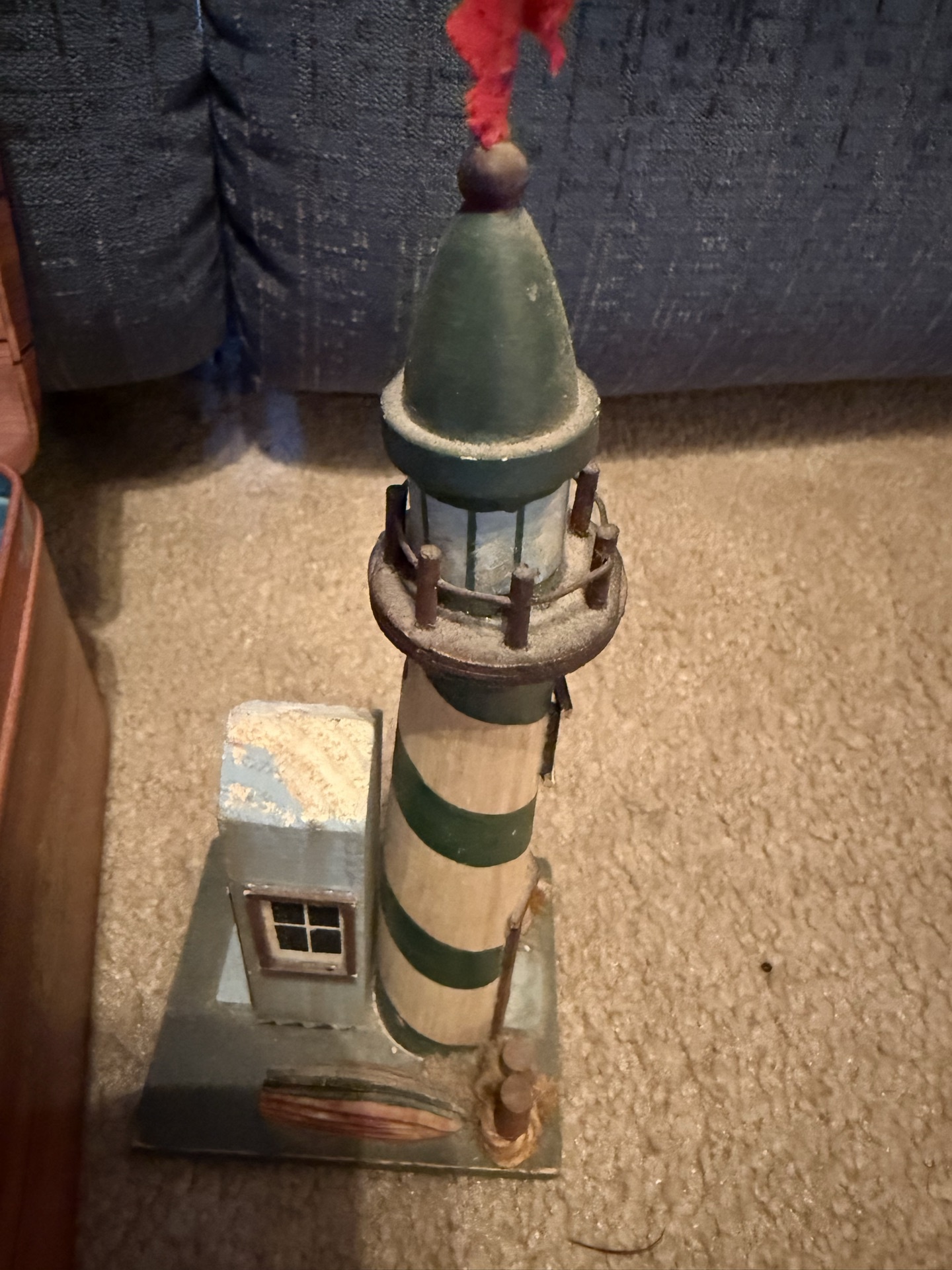 Coastal seashells, geodes, lighthouse models, and decorative chest - image 7 of 8