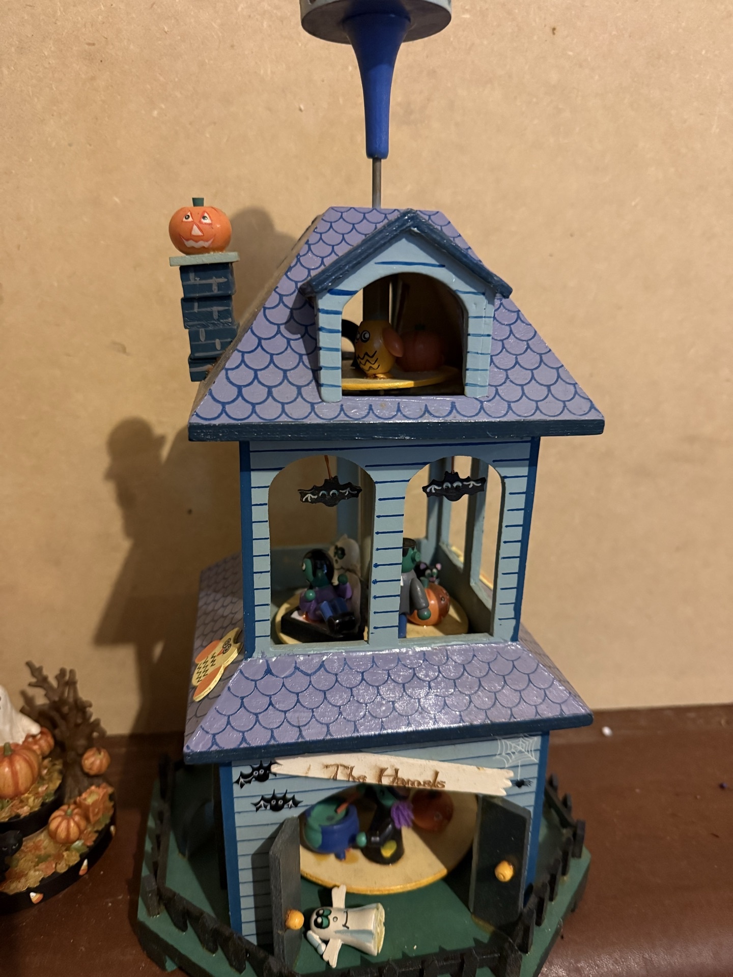 Blue Halloween Haunted House with Pumpkins and Ghosts - image 4 of 6