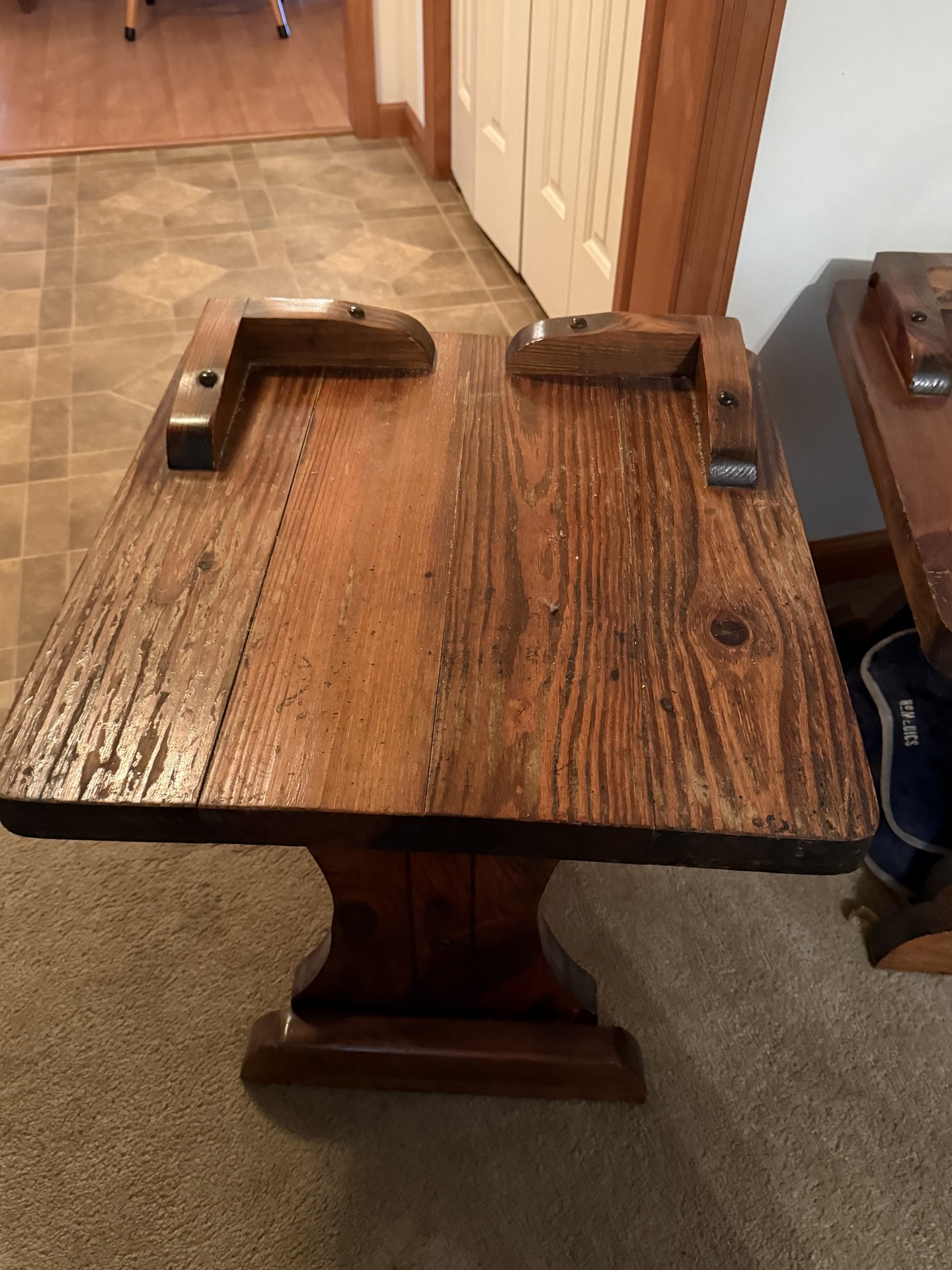 Pair of rustic wooden end tables - image 5 of 8