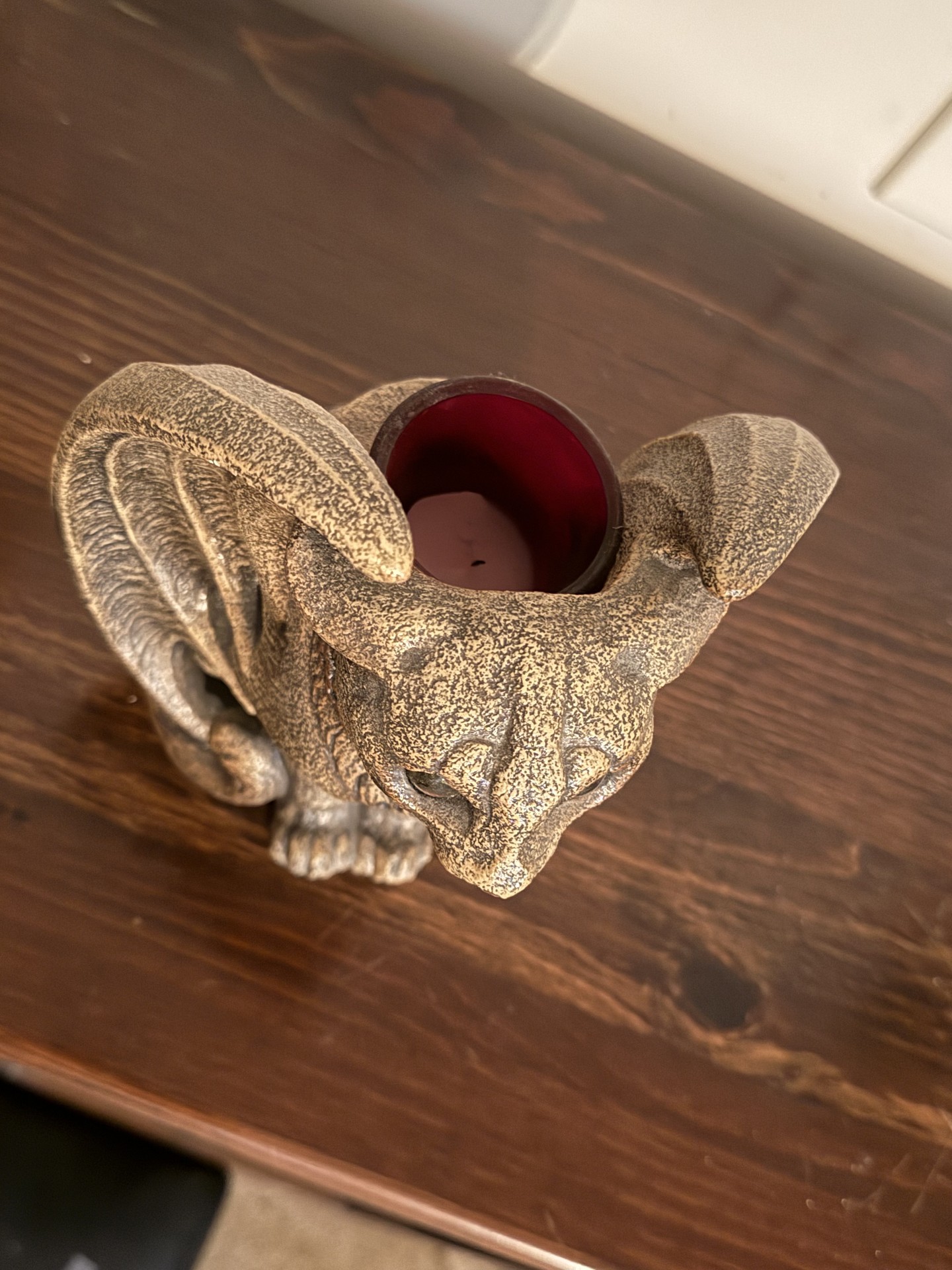 Winged Gargoyle Sculpture with Red Glass Center - image 1 of 9