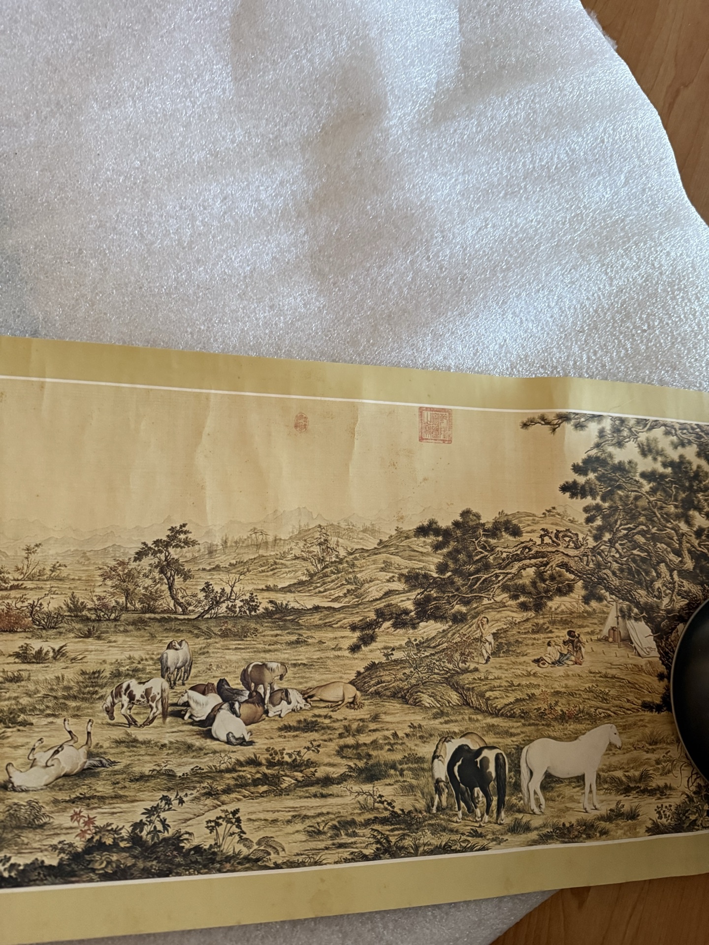 Hundred Horses scroll painting with Giuseppe Castiglione references - image 3 of 5