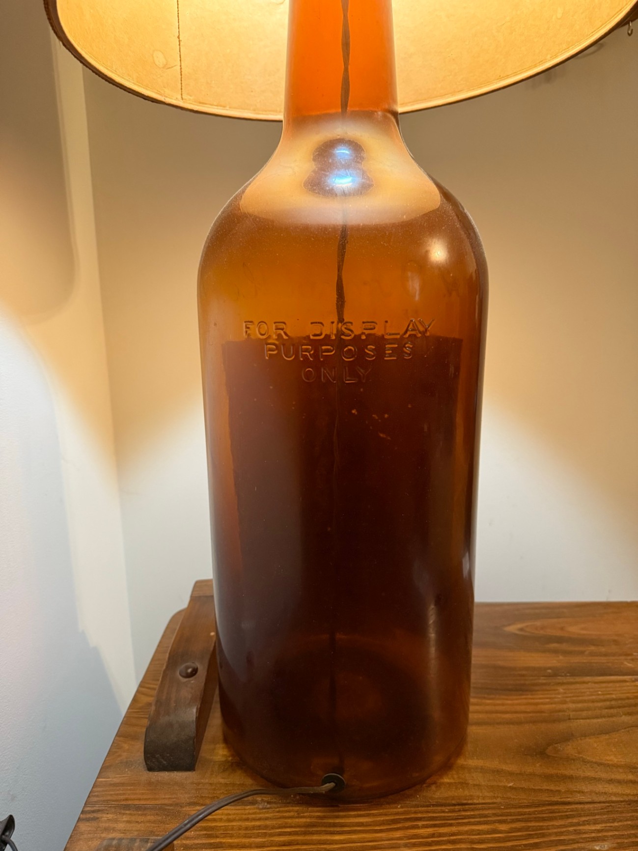 Old Overholt Whiskey Bottle Lamp with Burlap Shade - image 6 of 7
