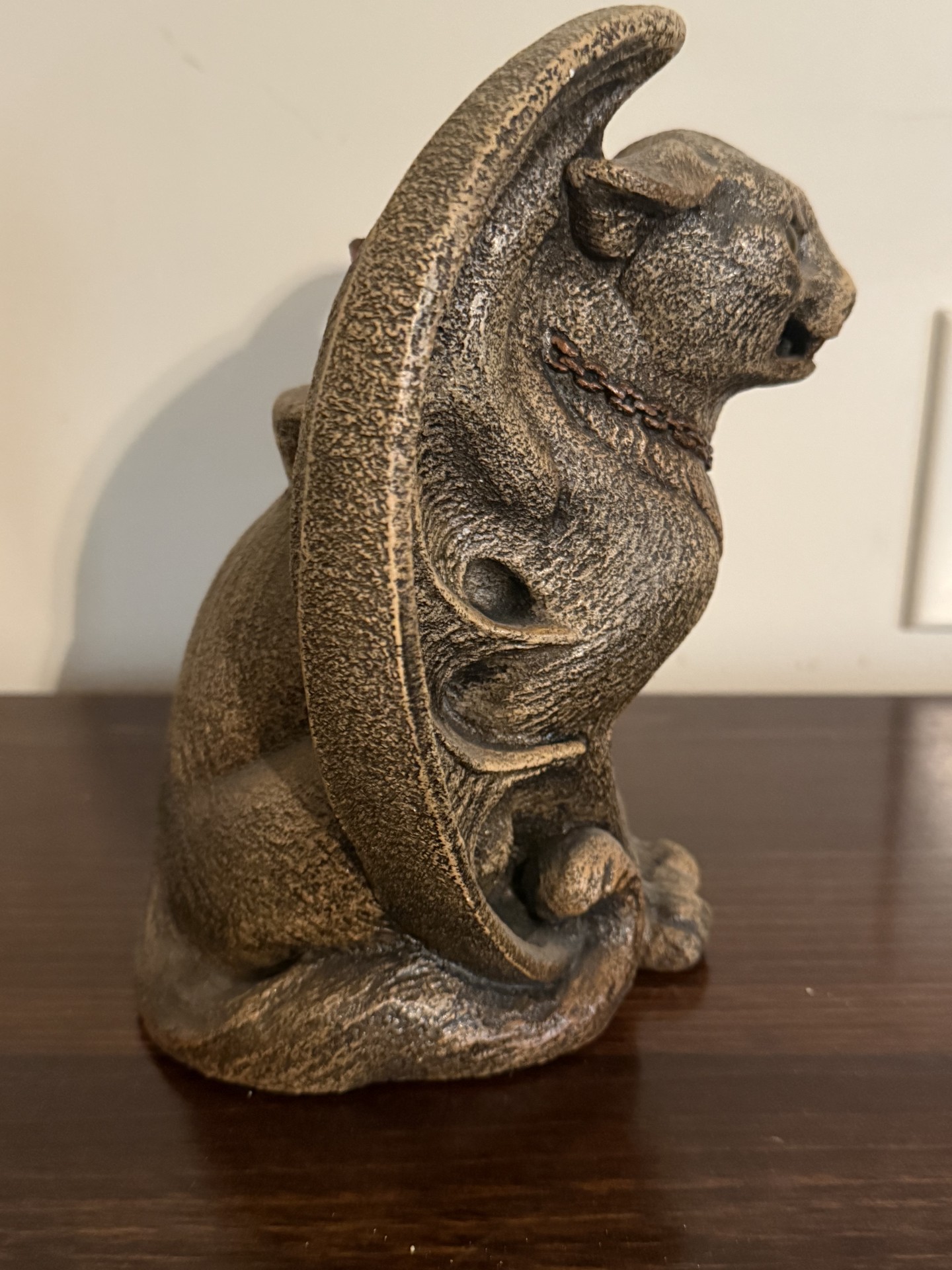 Winged Gargoyle Sculpture with Red Glass Center - image 4 of 9