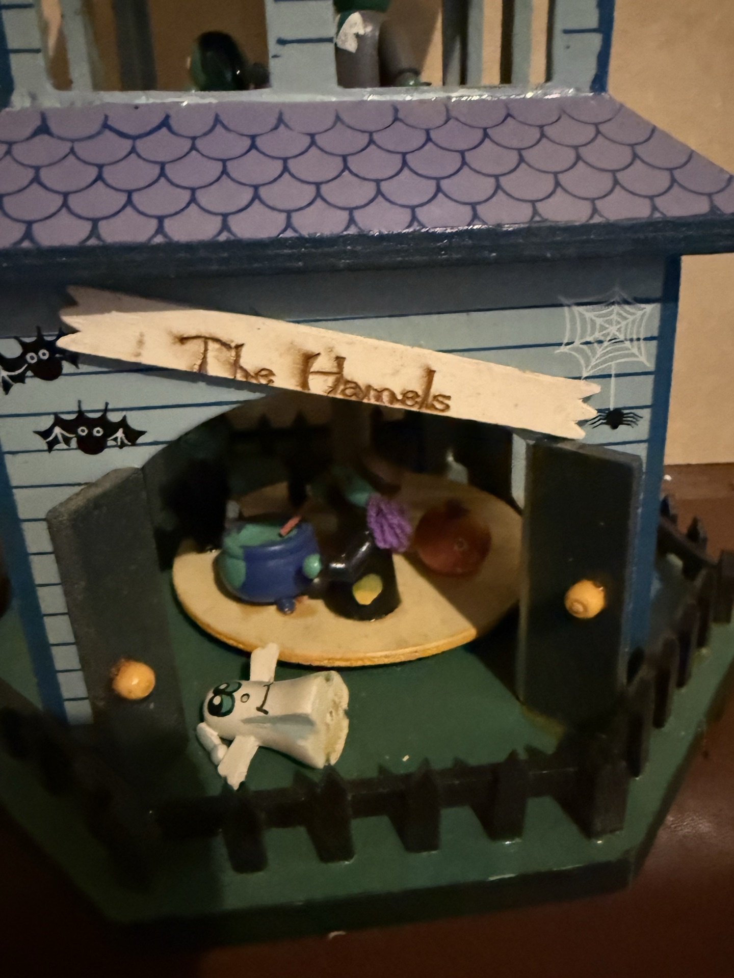 Blue Halloween Haunted House with Pumpkins and Ghosts - image 5 of 6