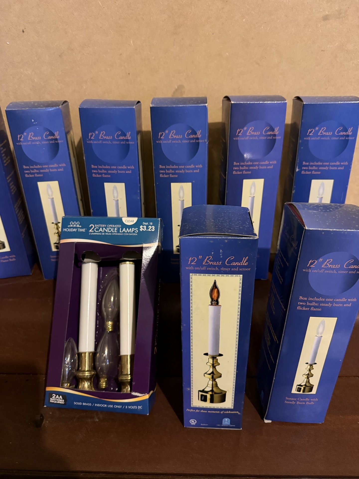 12-Inch Brass Battery-Operated Candle Lamps - image 1 of 3