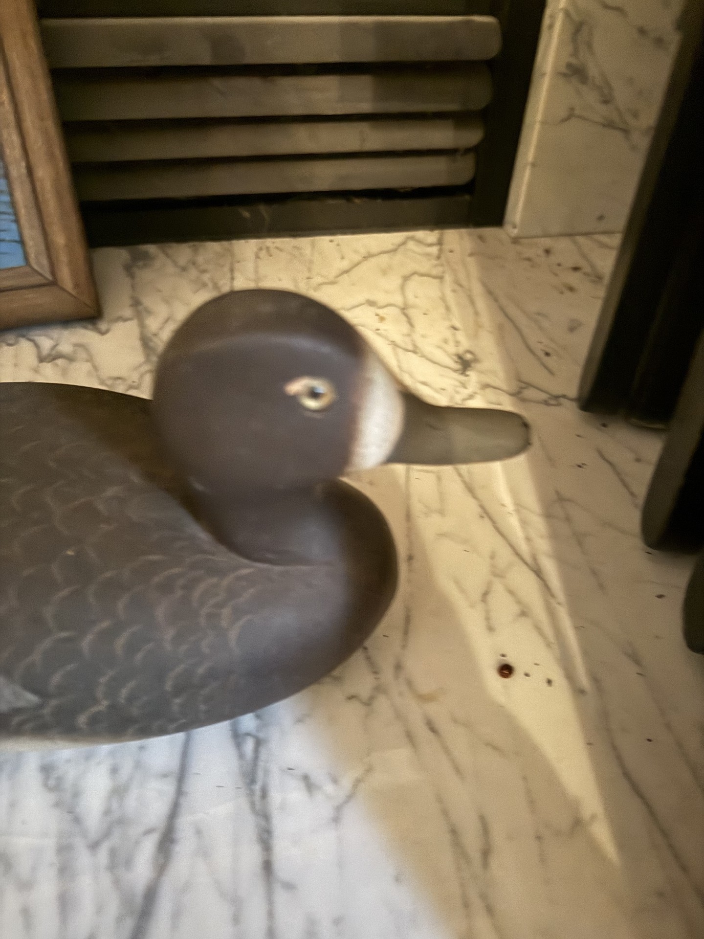 Duck-themed decorative collection with carved decoys, metal bank, and framed art - image 10 of 20